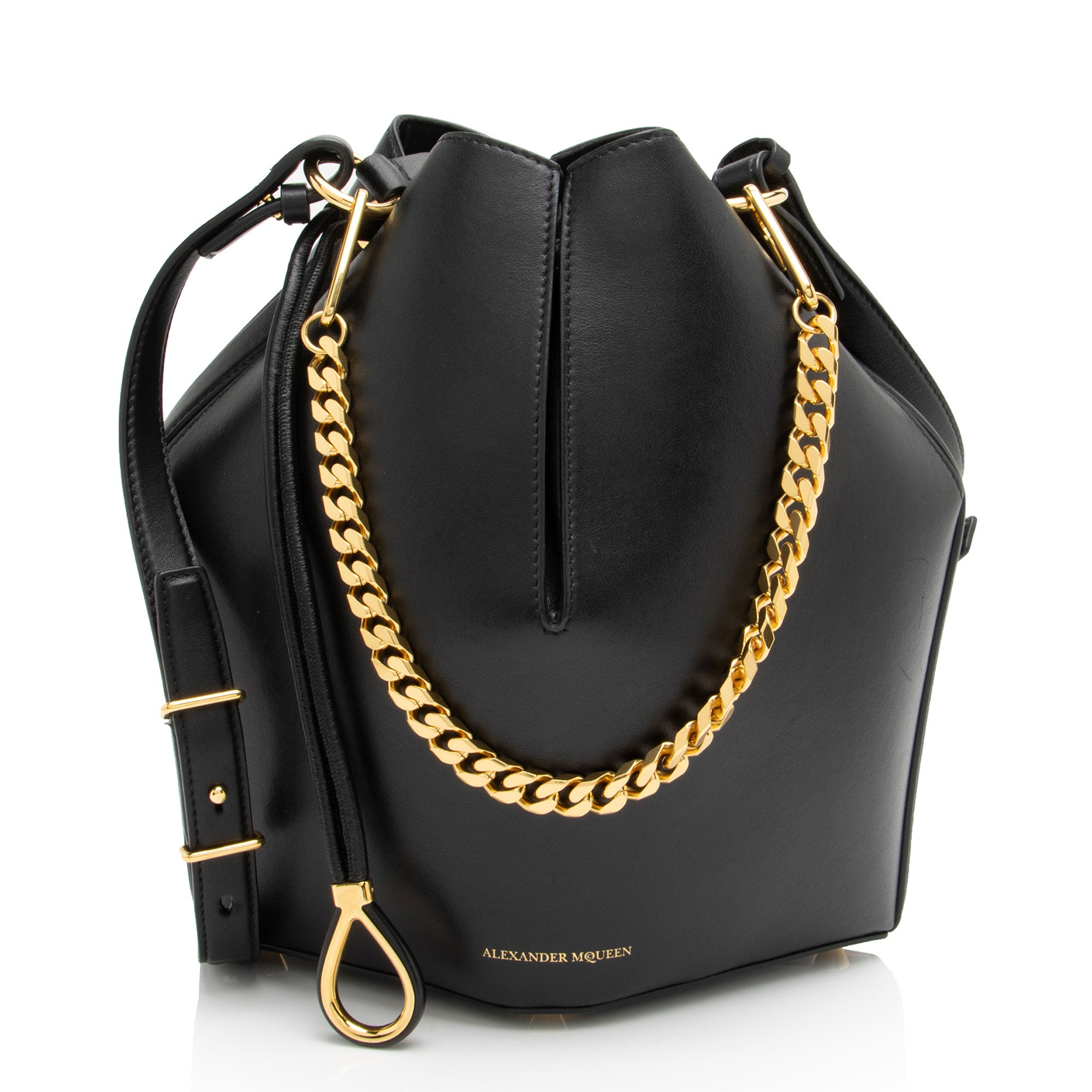 Alexander McQueen Leather Chain Bucket Bag