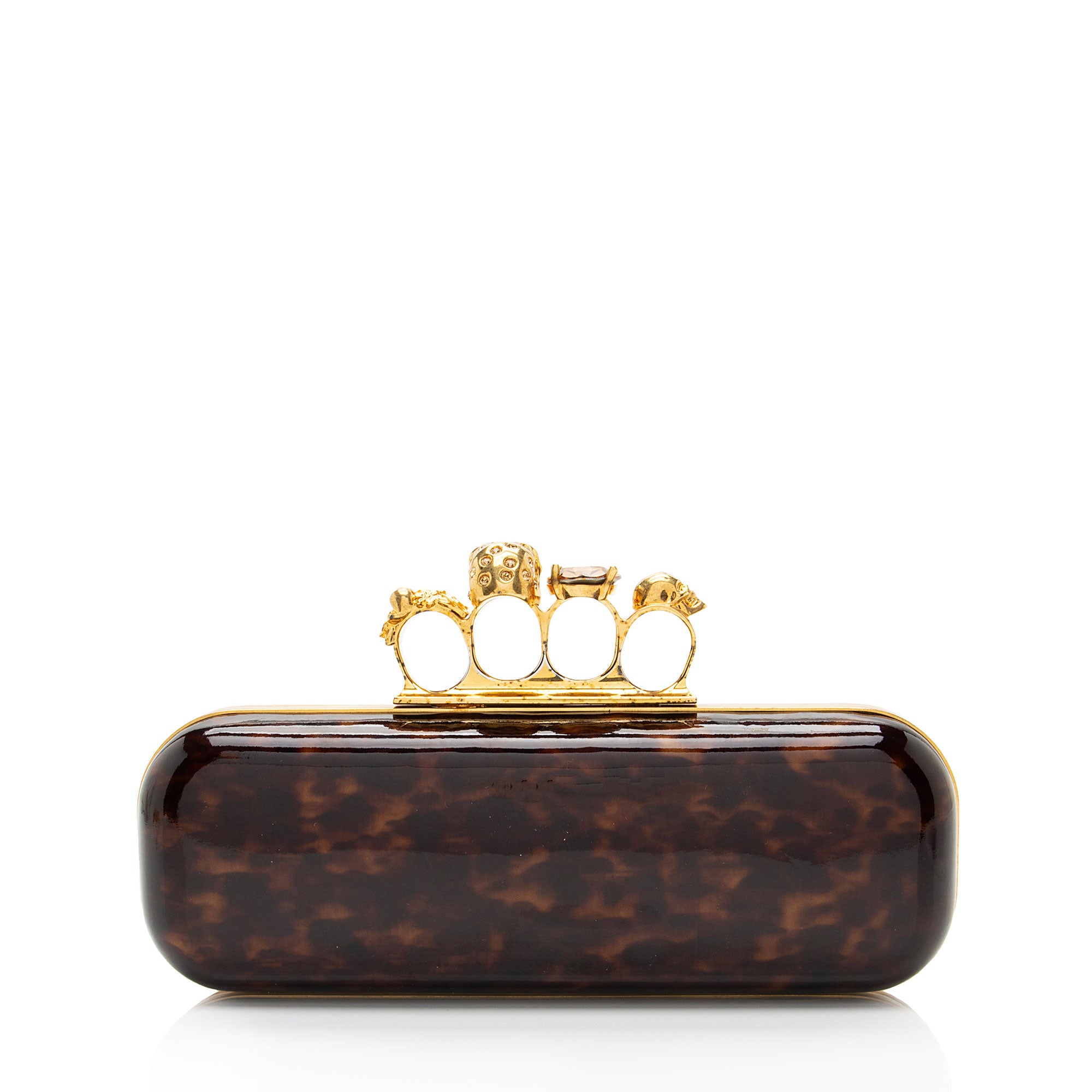 Alexander McQueen Patent Leather Tortoise Knuckle Box Clutch (SHF-rtfp8U)