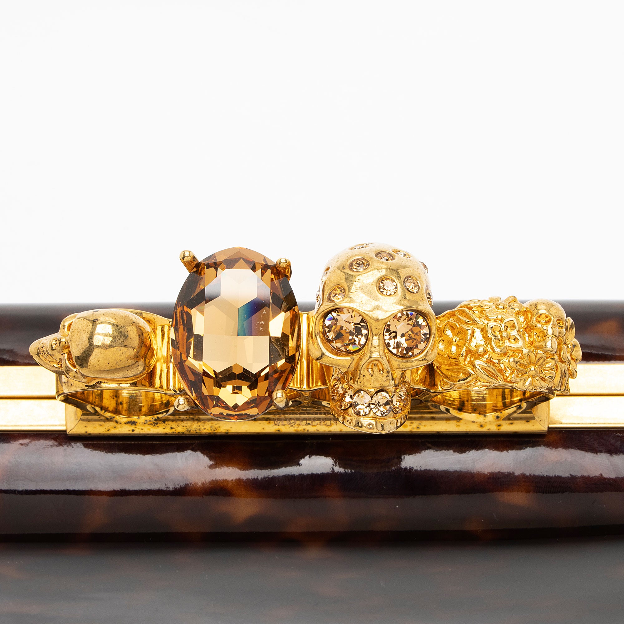 Alexander McQueen Patent Leather Tortoise Knuckle Box Clutch (SHF-rtfp8U)