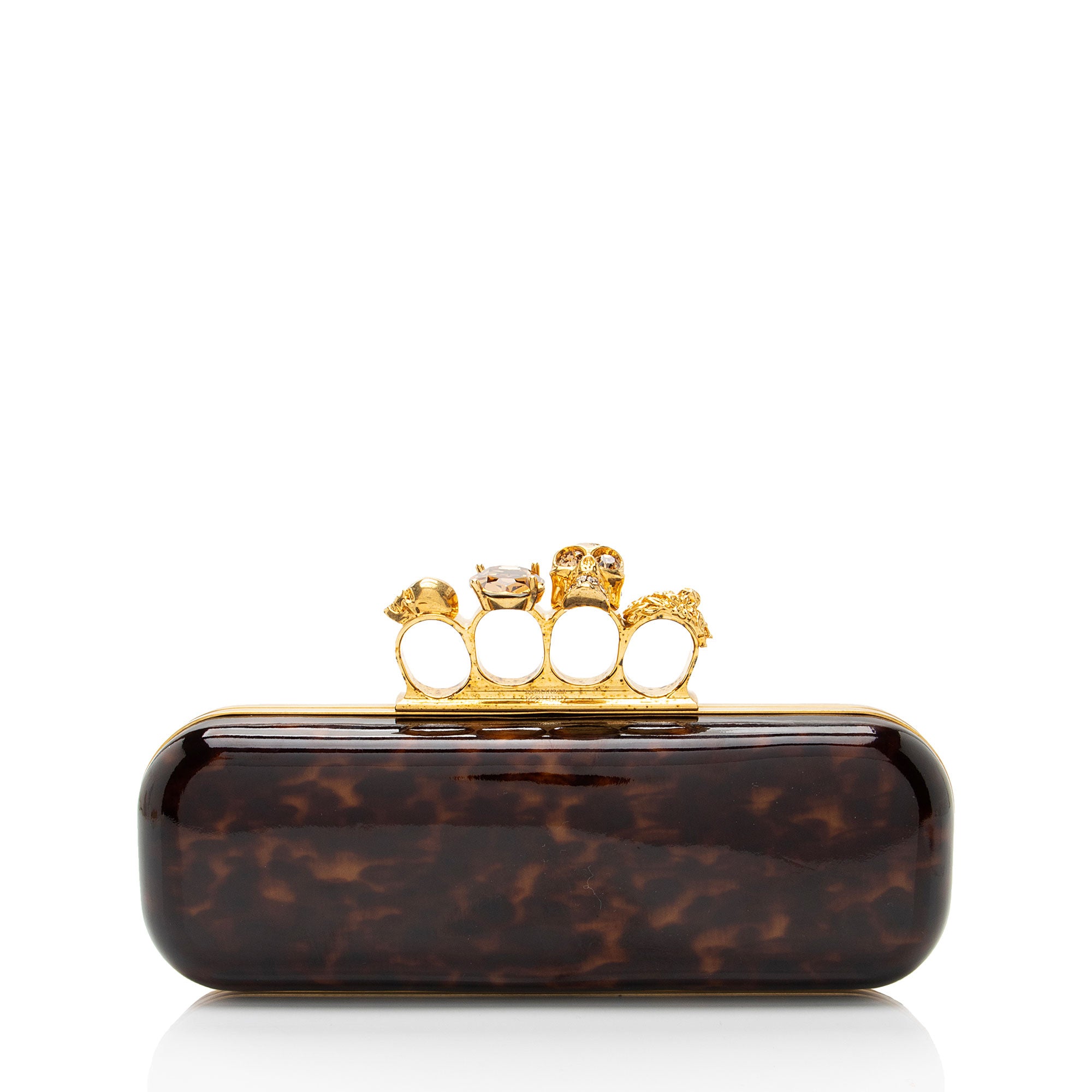 Alexander McQueen Patent Leather Tortoise Knuckle Box Clutch (SHF-rtfp8U)