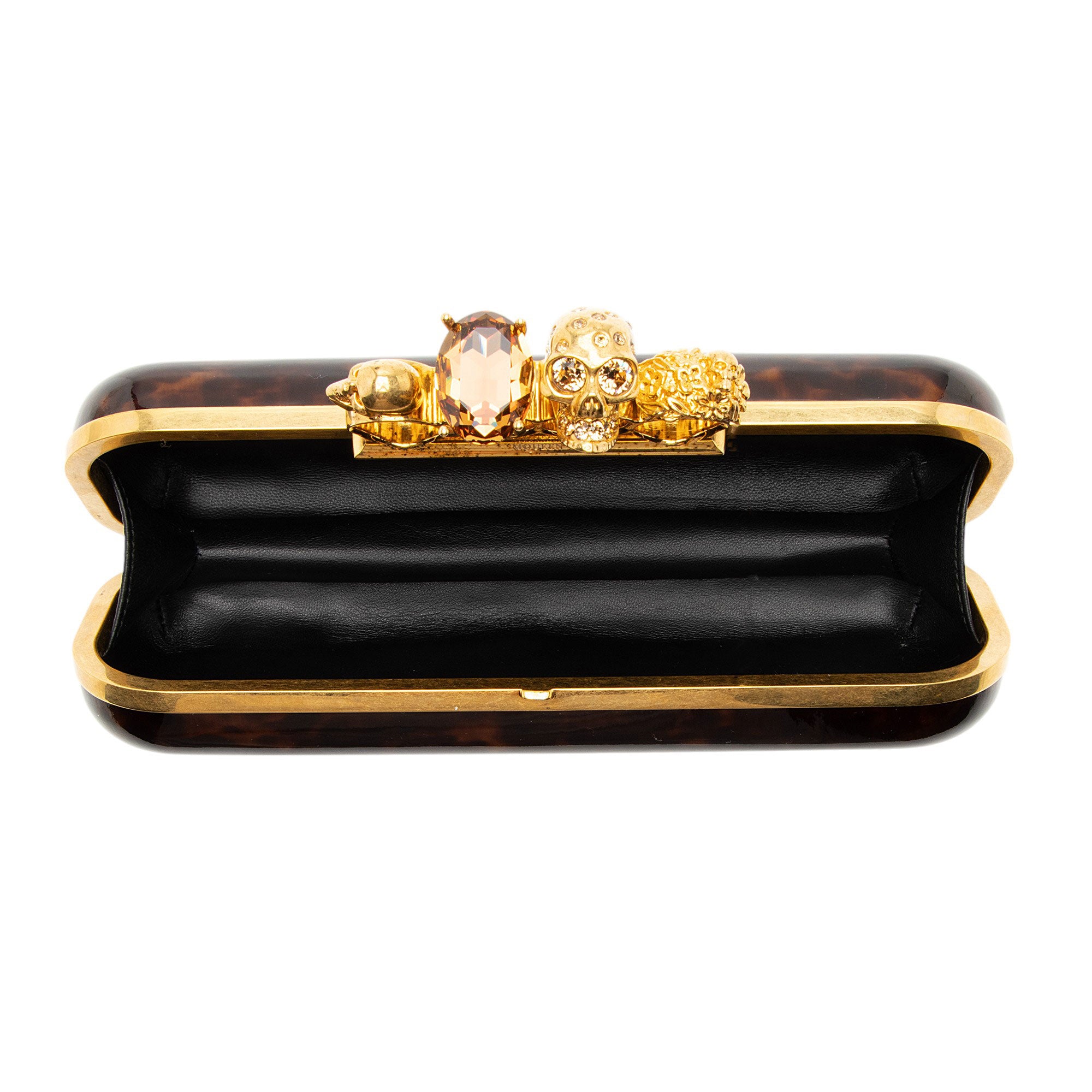 Alexander McQueen Patent Leather Tortoise Knuckle Box Clutch (SHF-rtfp8U)