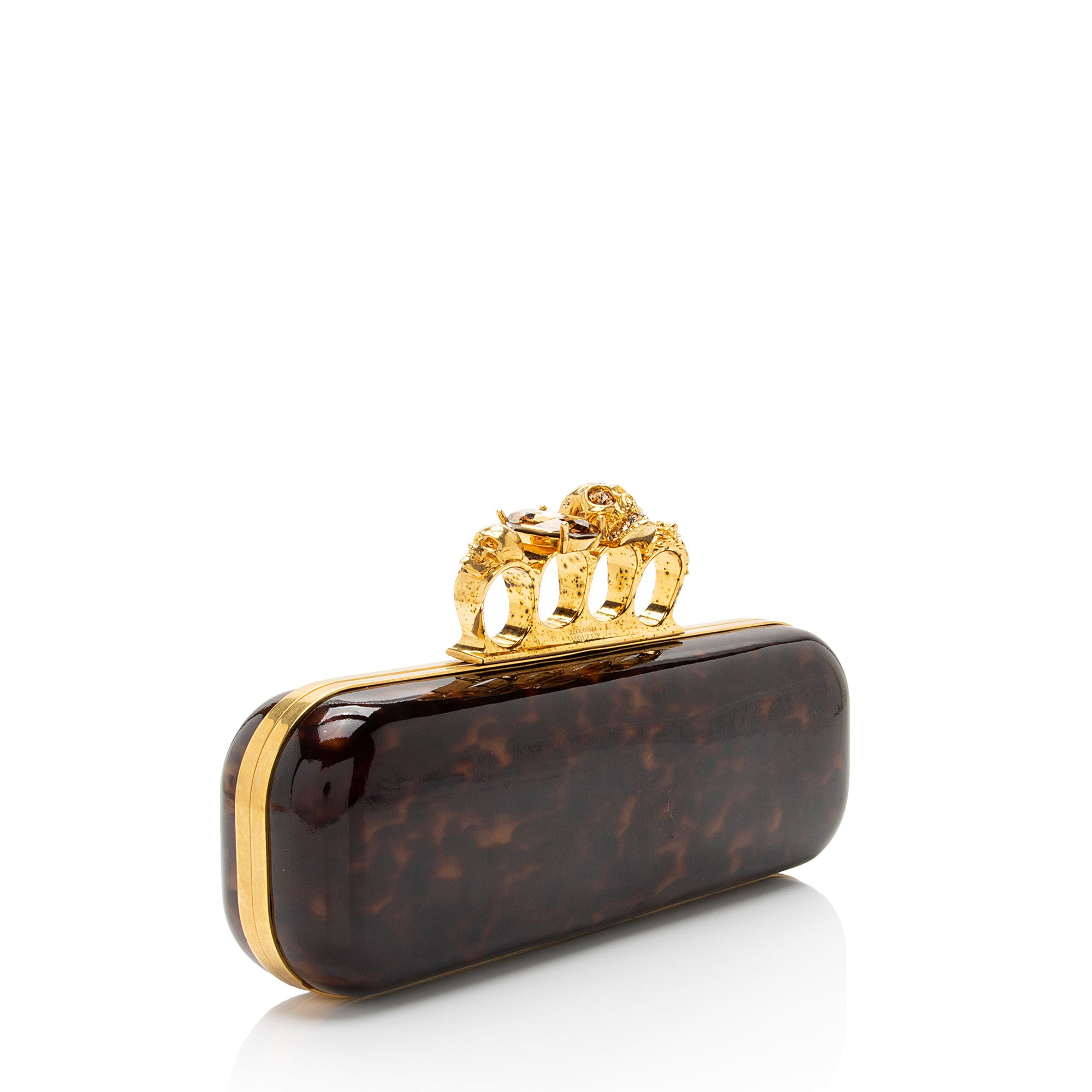 Alexander McQueen Patent Leather Tortoise Knuckle Box Clutch (SHF-rtfp8U)