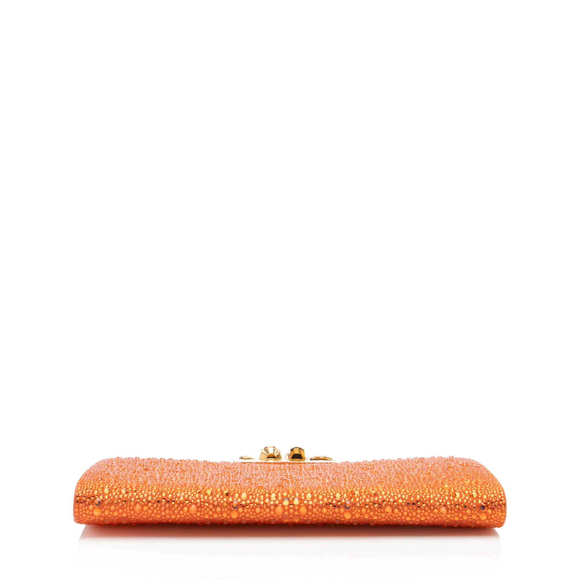 Alexander McQueen Satin Crystal Embellished Skull Four-Ring Flat Clutch