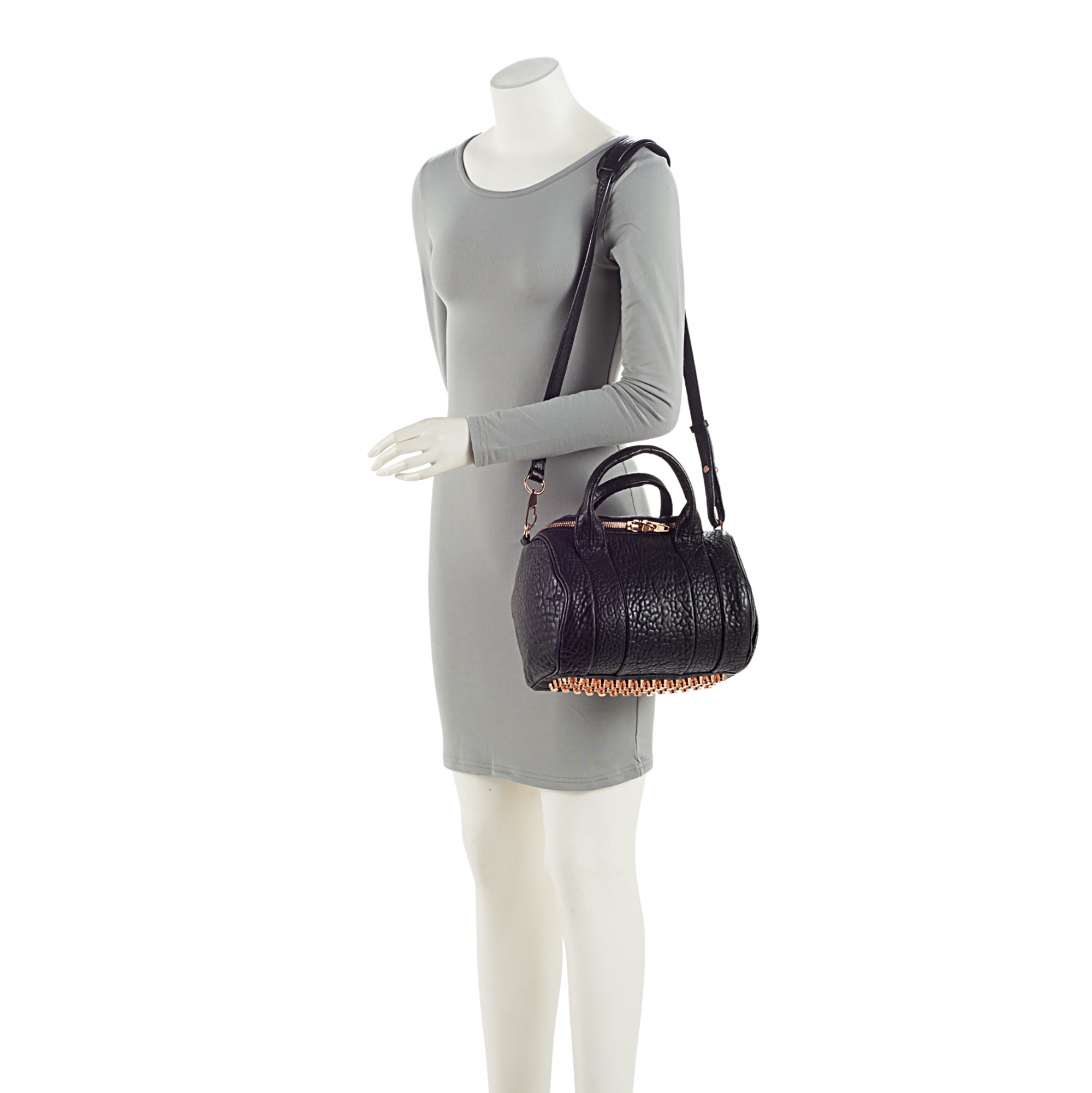 Alexander Wang Leather Rose Gold Rockie Small Satchel (SHF-lUToFx)