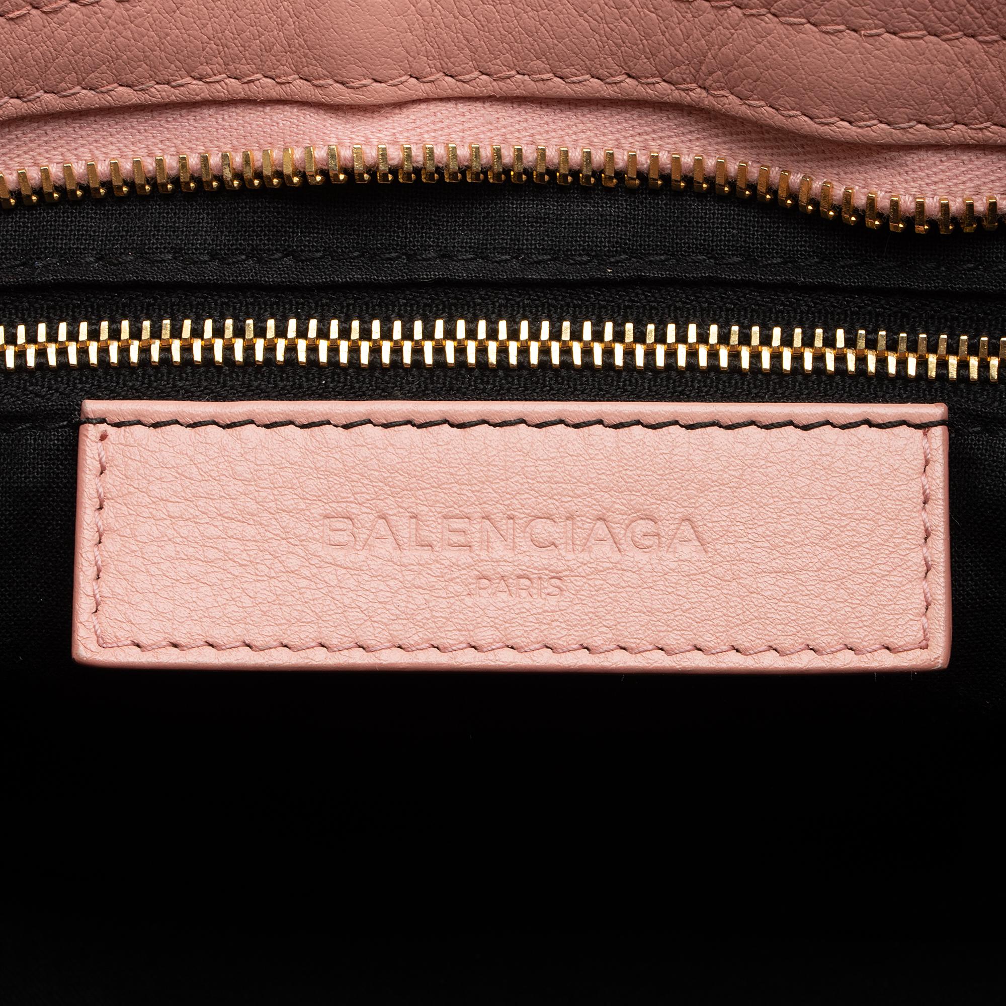 Balenciaga Agneau Metal Plate Classic City Satchel (SHF-B6AuKw)