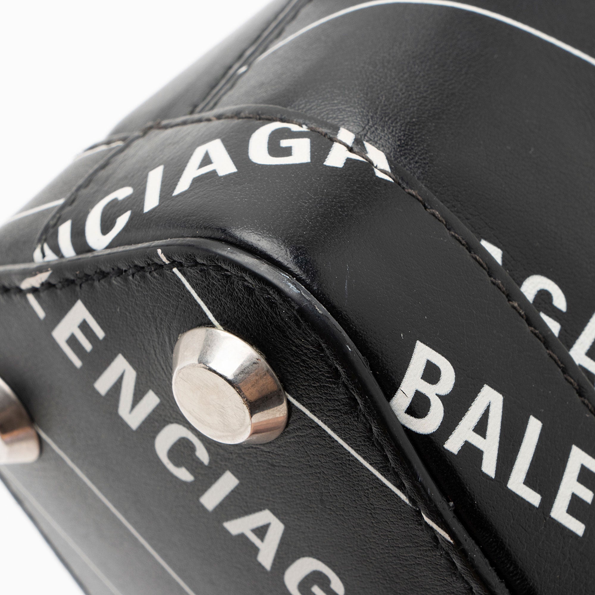 Balenciaga Calfskin Logo XXS Ville Top Handle (SHF-SiN99o)