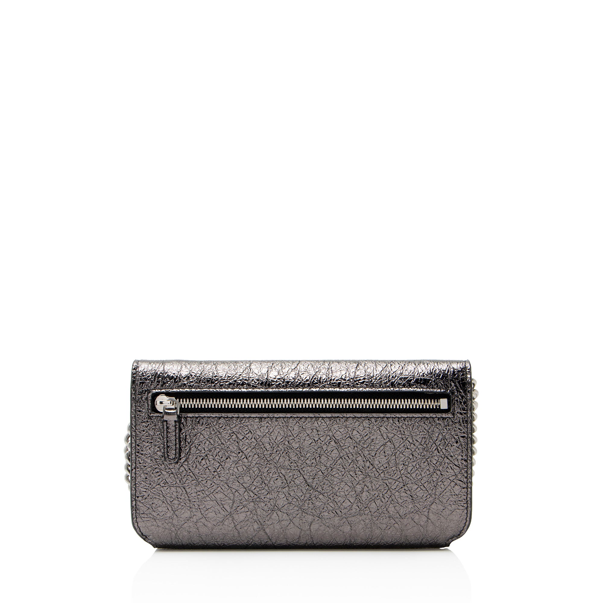 Balenciaga Crinkled Patent Logo Cash Phone Holder on Chain