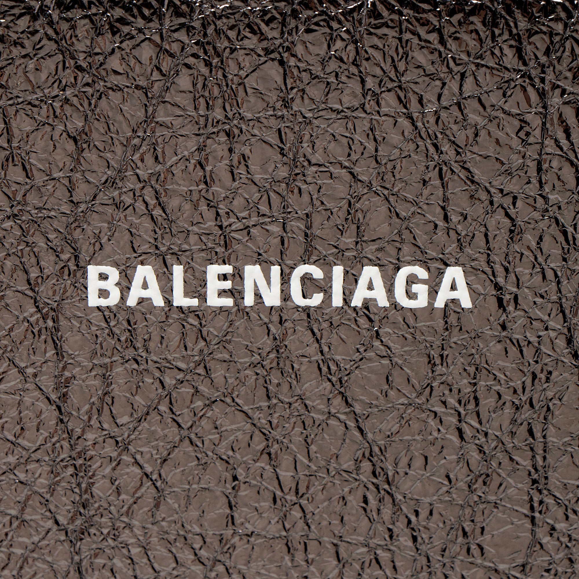 Balenciaga Crinkled Patent Logo Cash Phone Holder on Chain