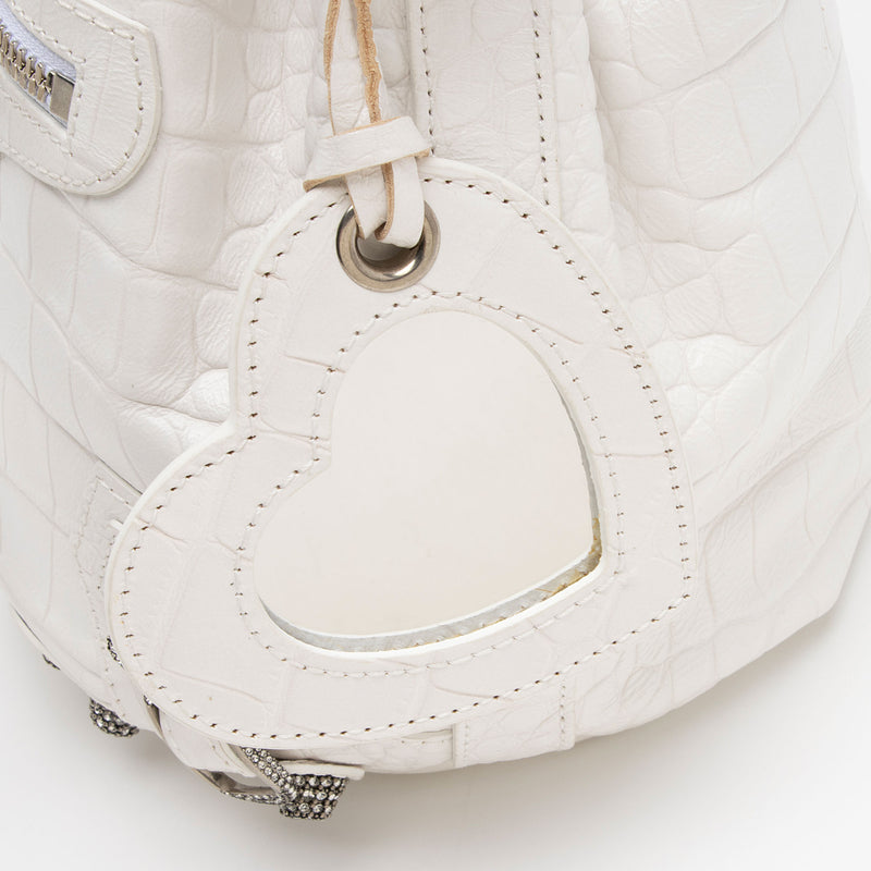Balenciaga Croc Embossed Crystal Le Cagole XS Bucket Bag (SHF-ACwqpb)