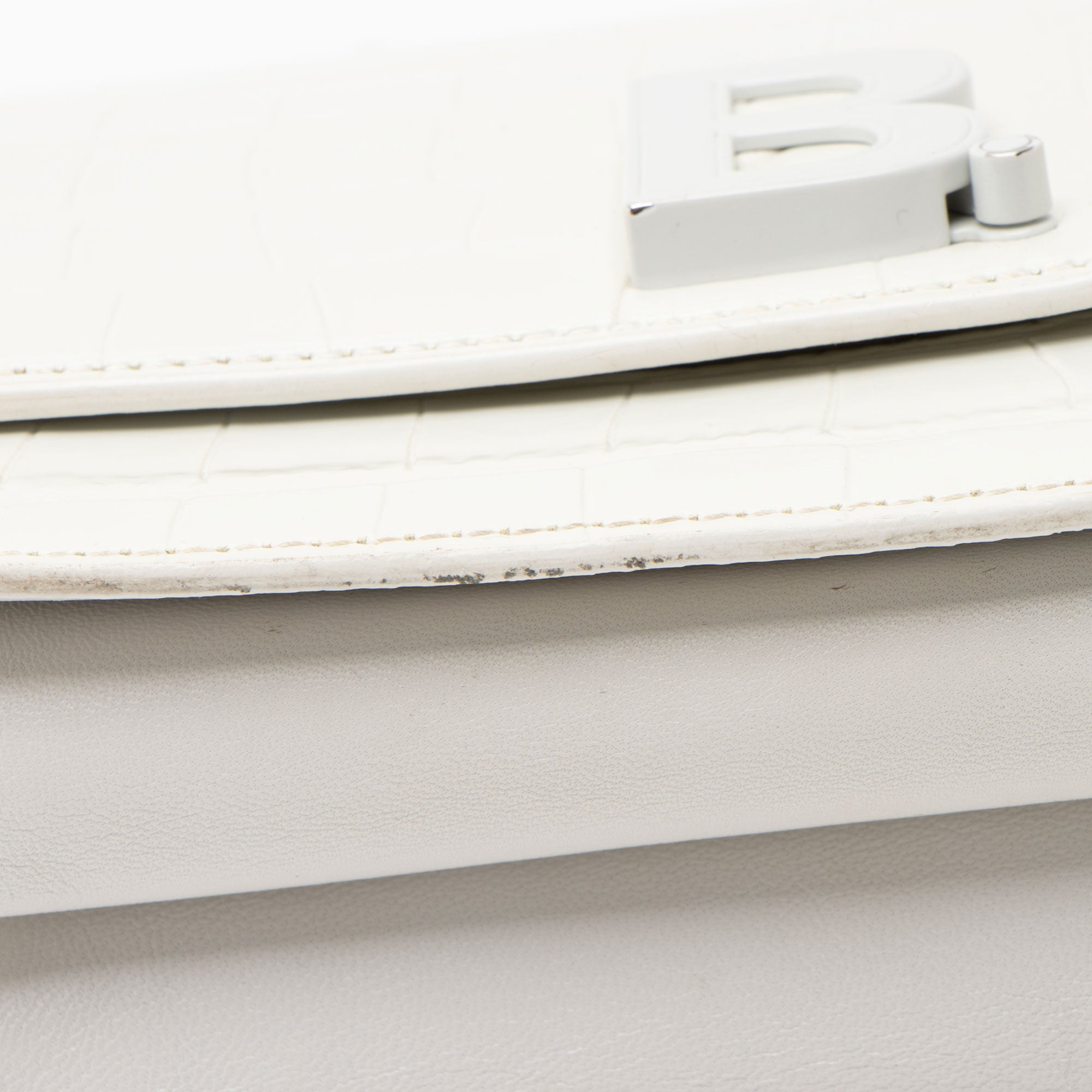 Balenciaga Croc Embossed Leather Small B Bag