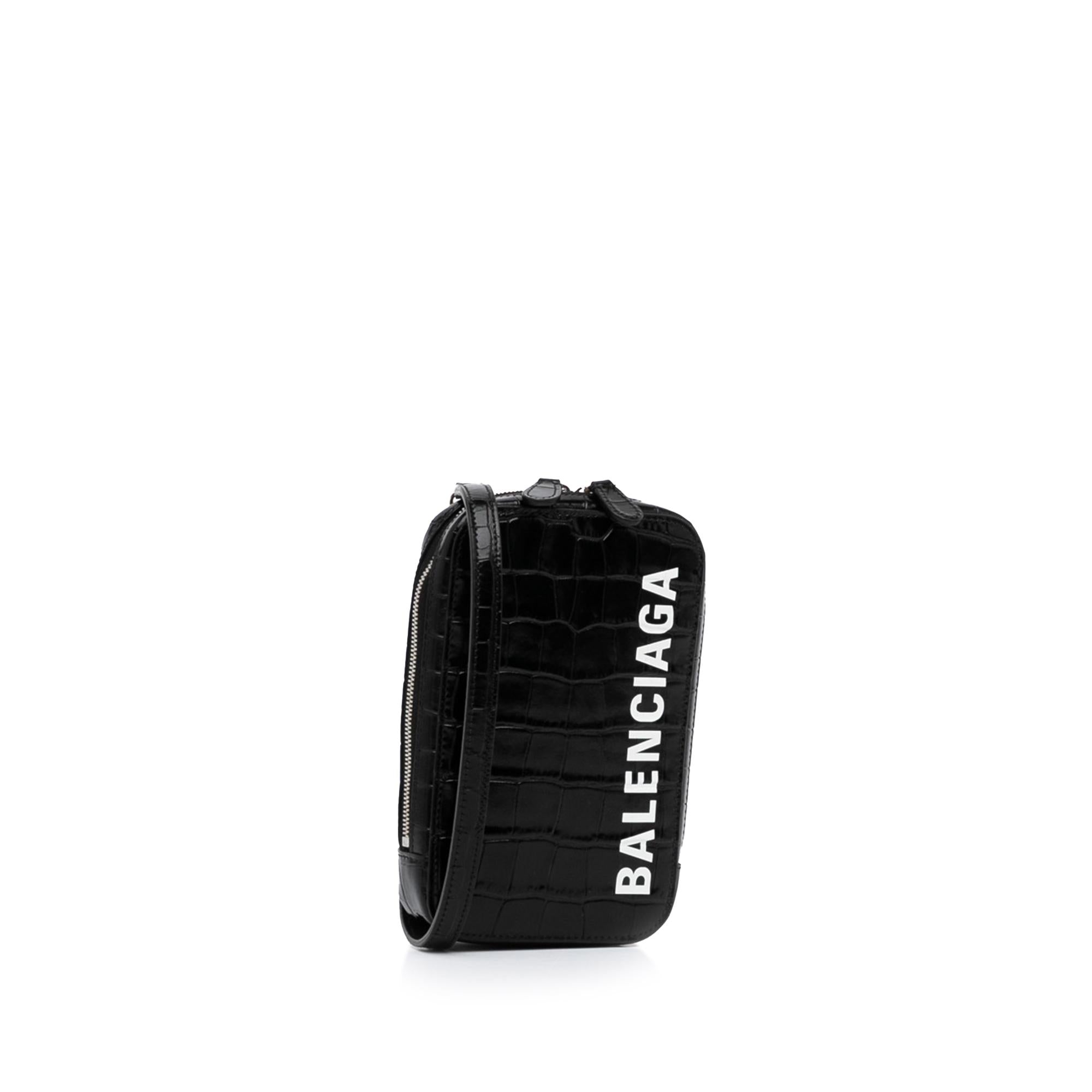 Balenciaga Embossed Zip Phone Holder (SHG-J8voGS)