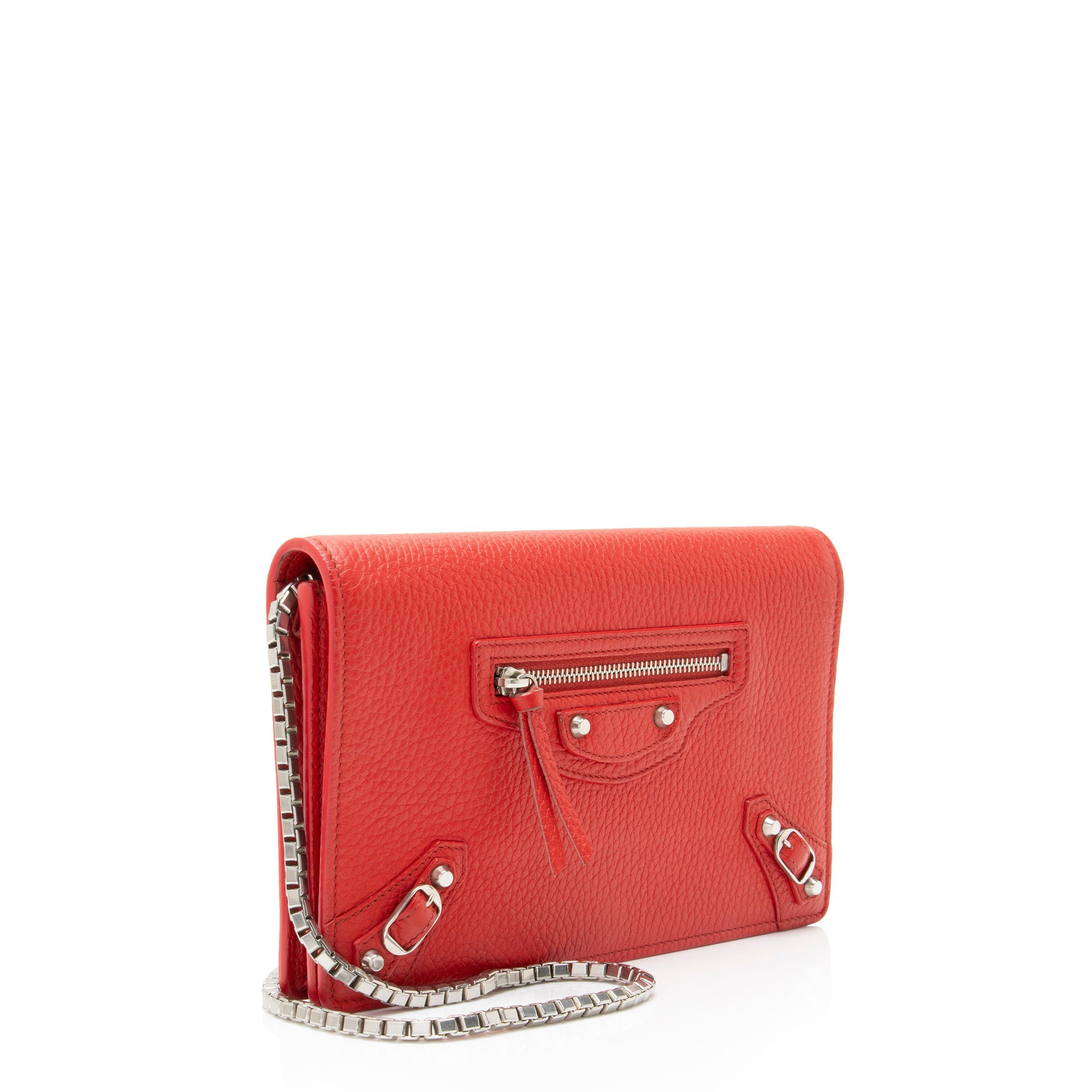 Balenciaga Grained Calfskin Classic City Wallet on Chain