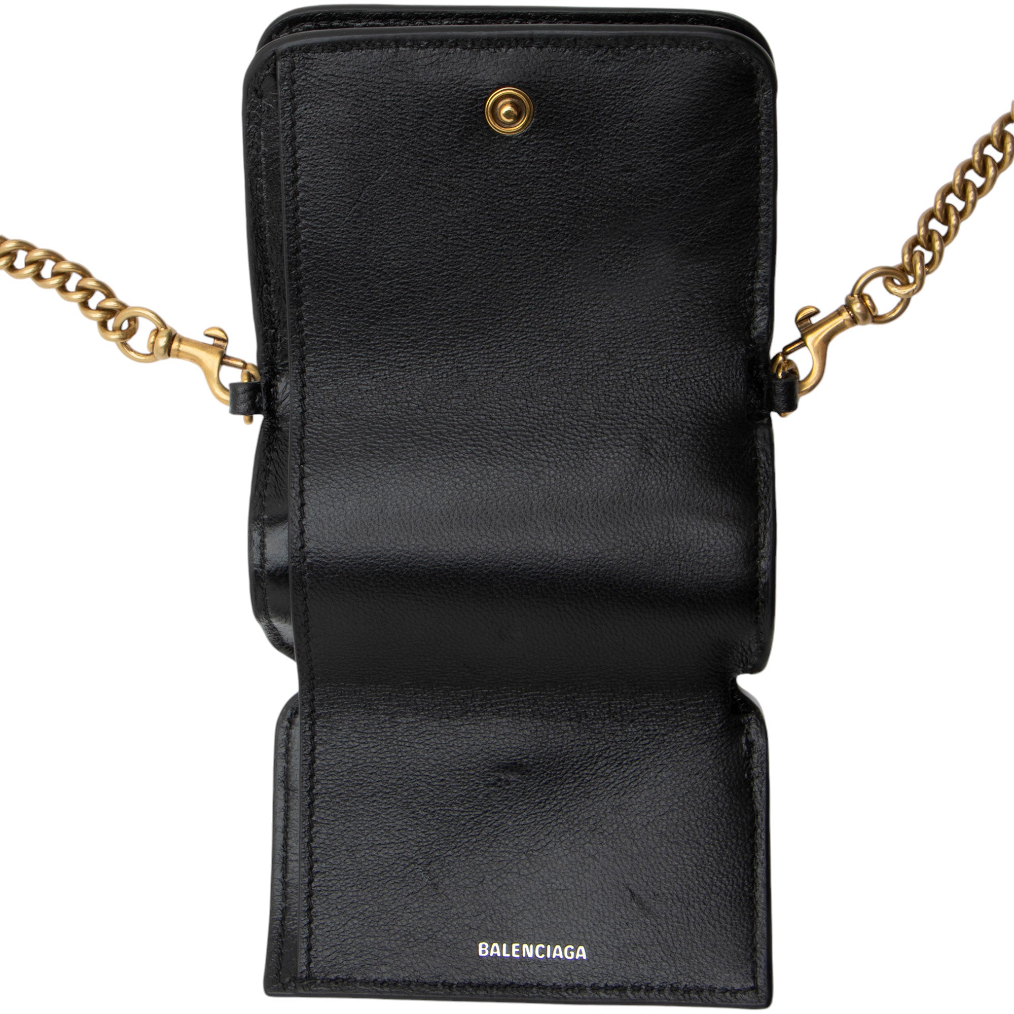Balenciaga Grained Calfskin Logo Cash Mini Wallet on Chain (SHF-uR1F9W)