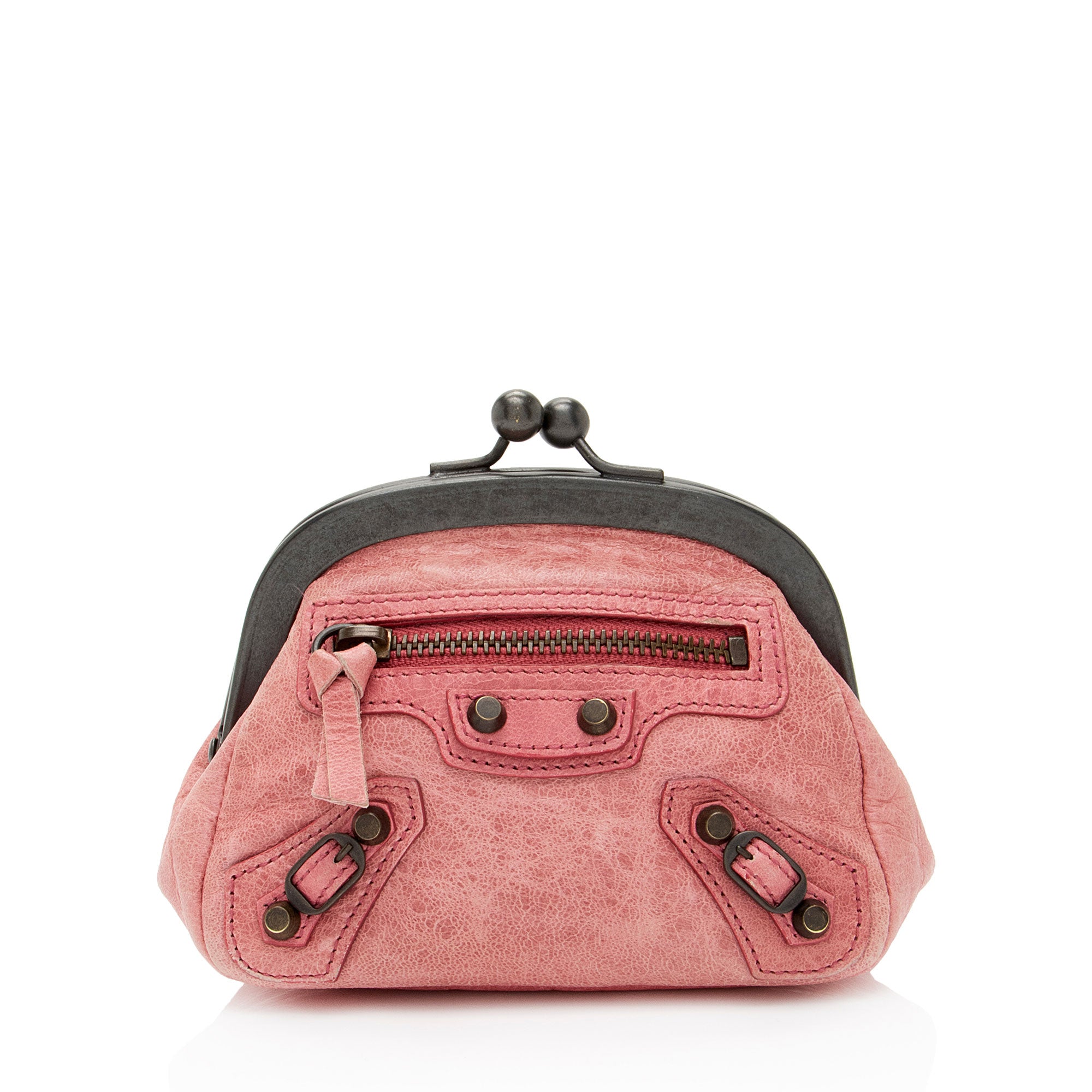 Balenciaga Leather Click Coin Pouch (SHF-cmlQgL)