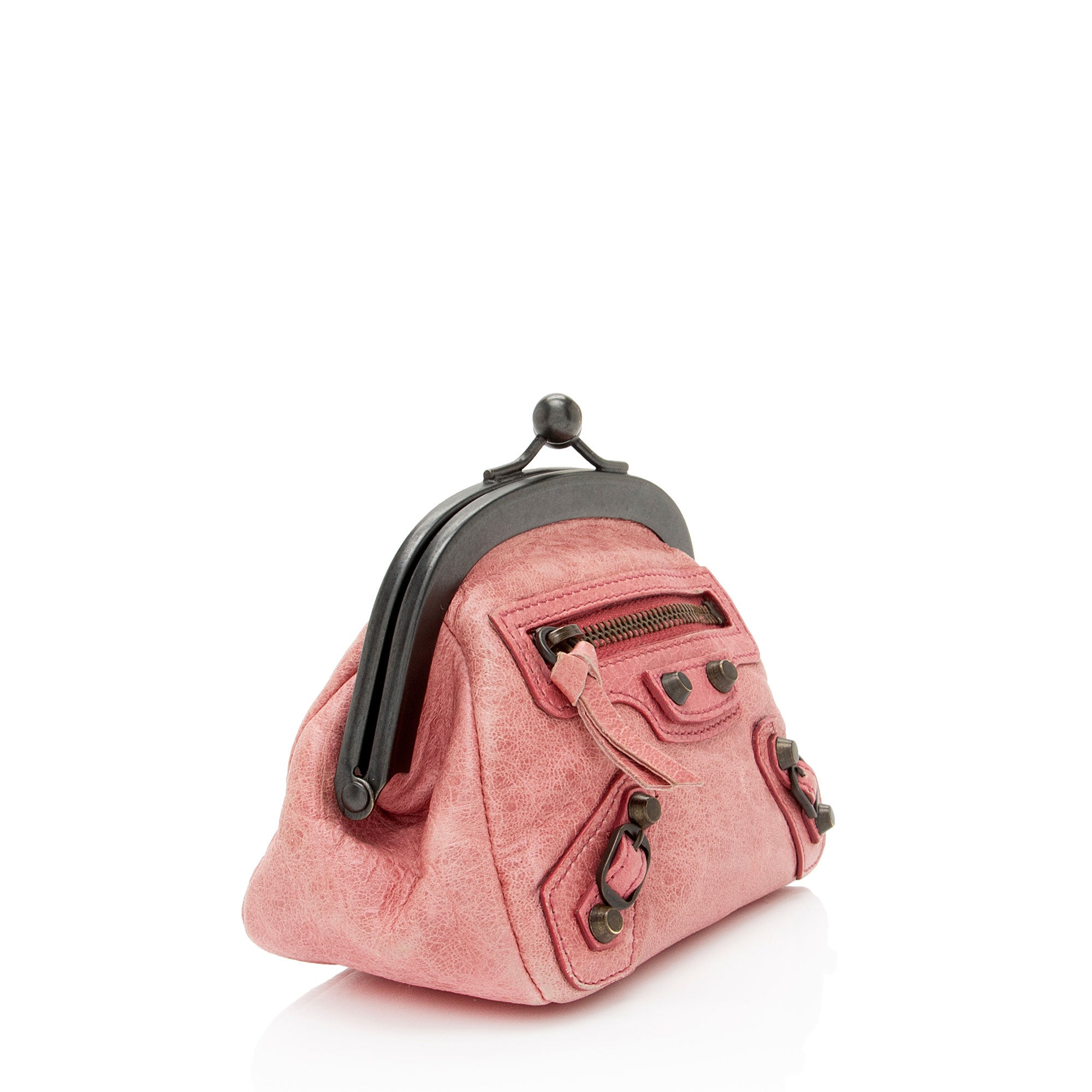 Balenciaga Leather Click Coin Pouch (SHF-cmlQgL)