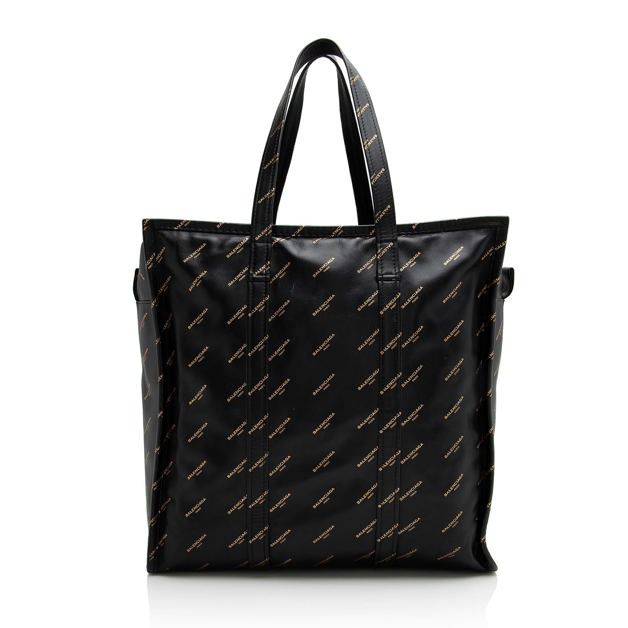 Balenciaga Leather Logo Bazar Large Tote (SHF-22215)