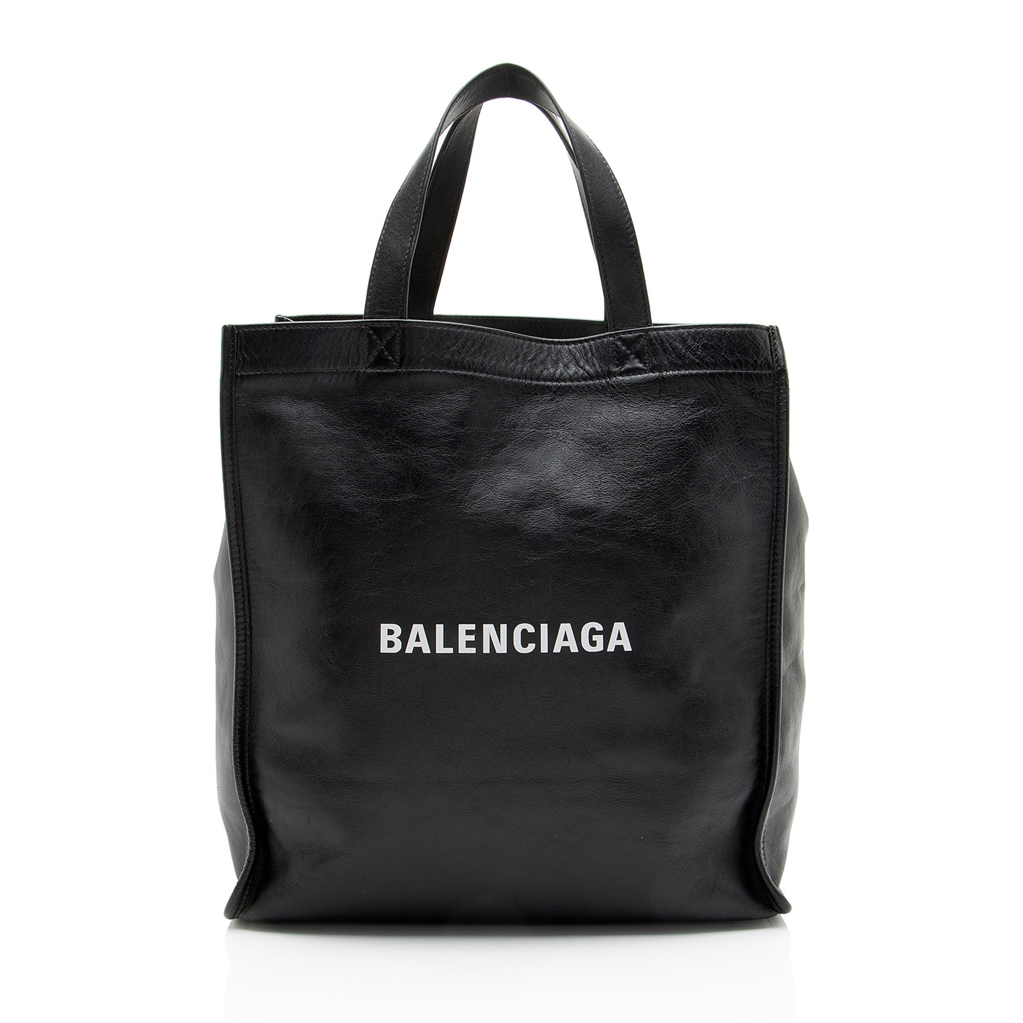Balenciaga Leather Logo Market Tote