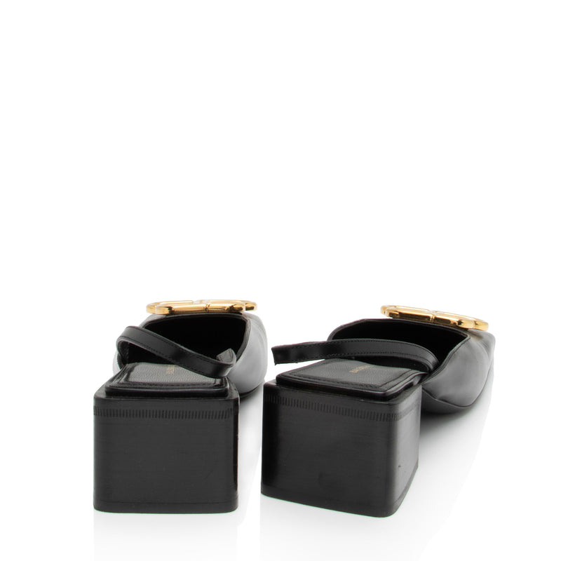 Balenciaga Leather Square Toe Slingback Pumps - Size 6 / 36 (SHF-ILGegn)