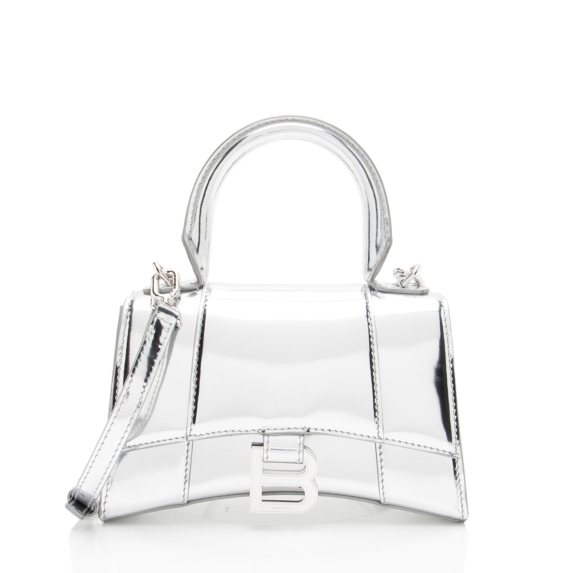 Balenciaga Metallic Calfskin Hourglass XS Top Handle