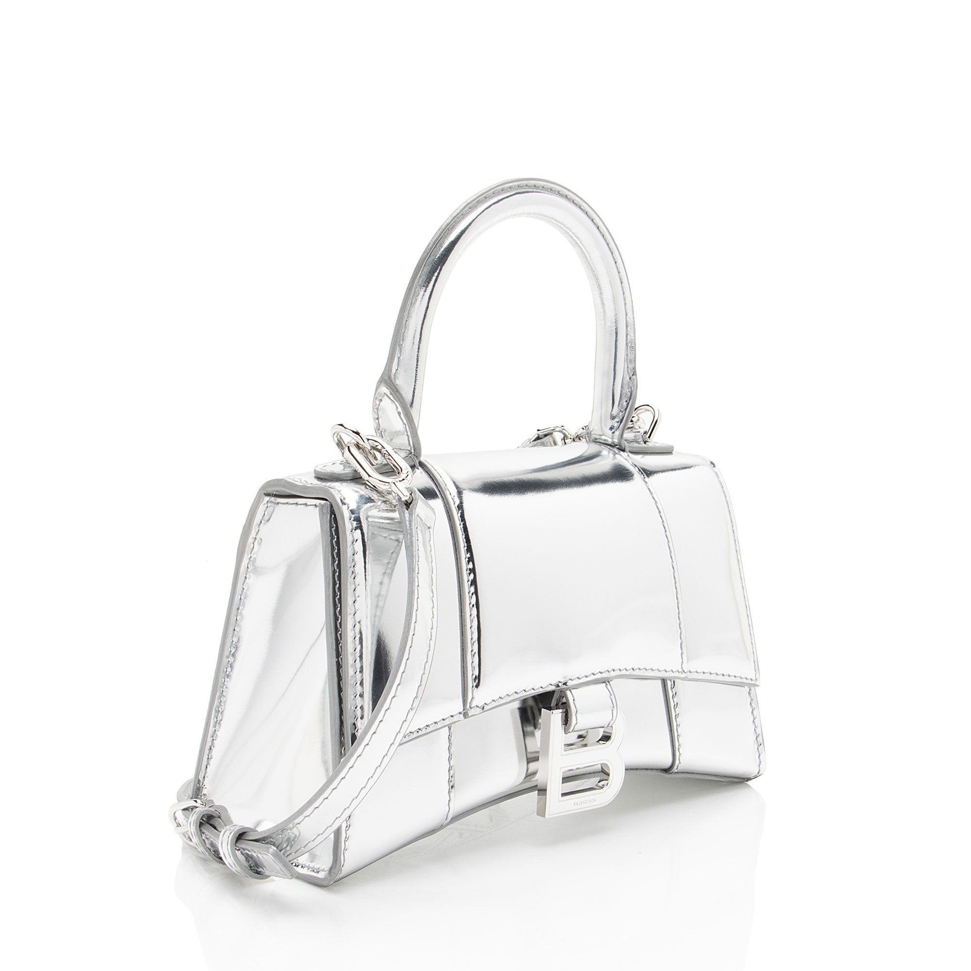 Balenciaga Metallic Calfskin Hourglass XS Top Handle