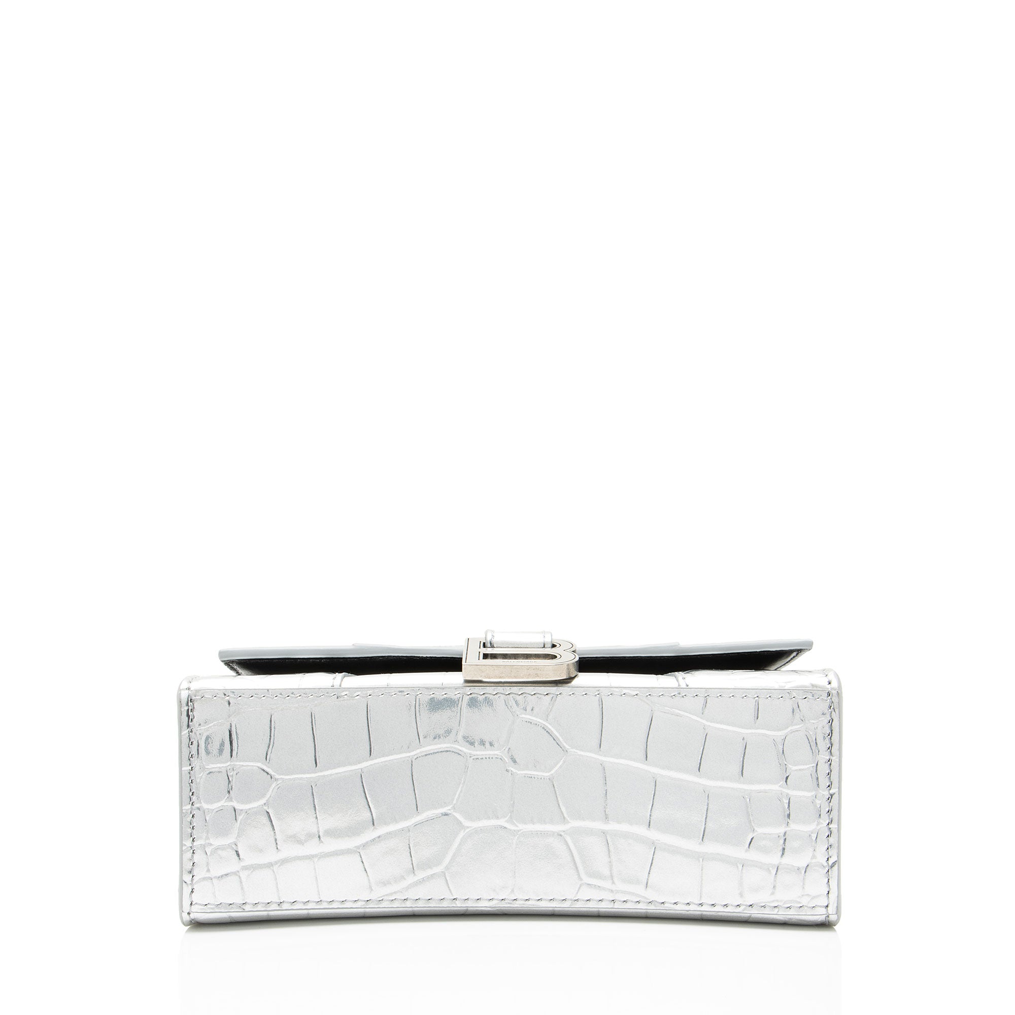 Balenciaga Metallic Croc Embossed Calfskin Hourglass XS Top Handle