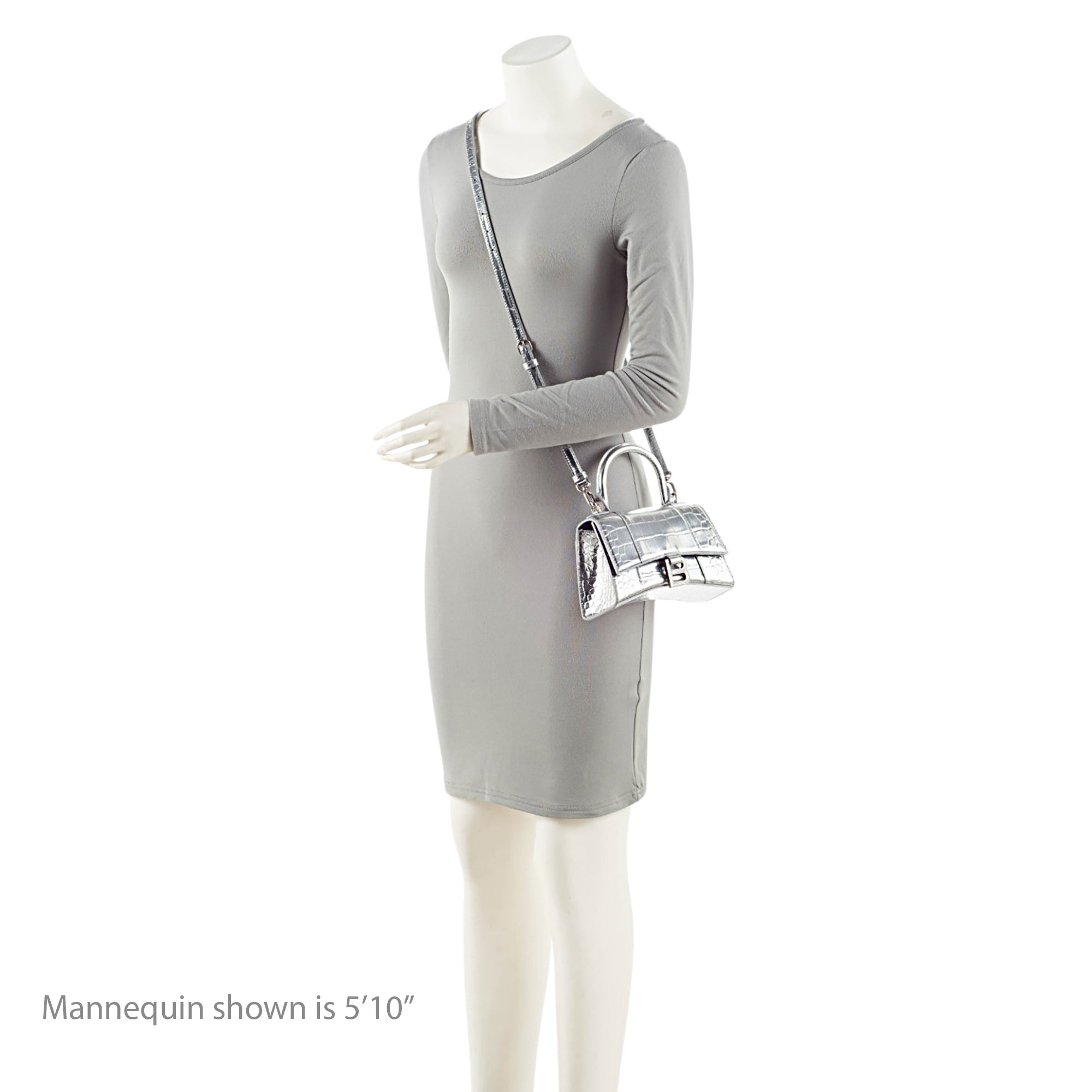 Balenciaga Metallic Croc Embossed Calfskin Hourglass XS Top Handle