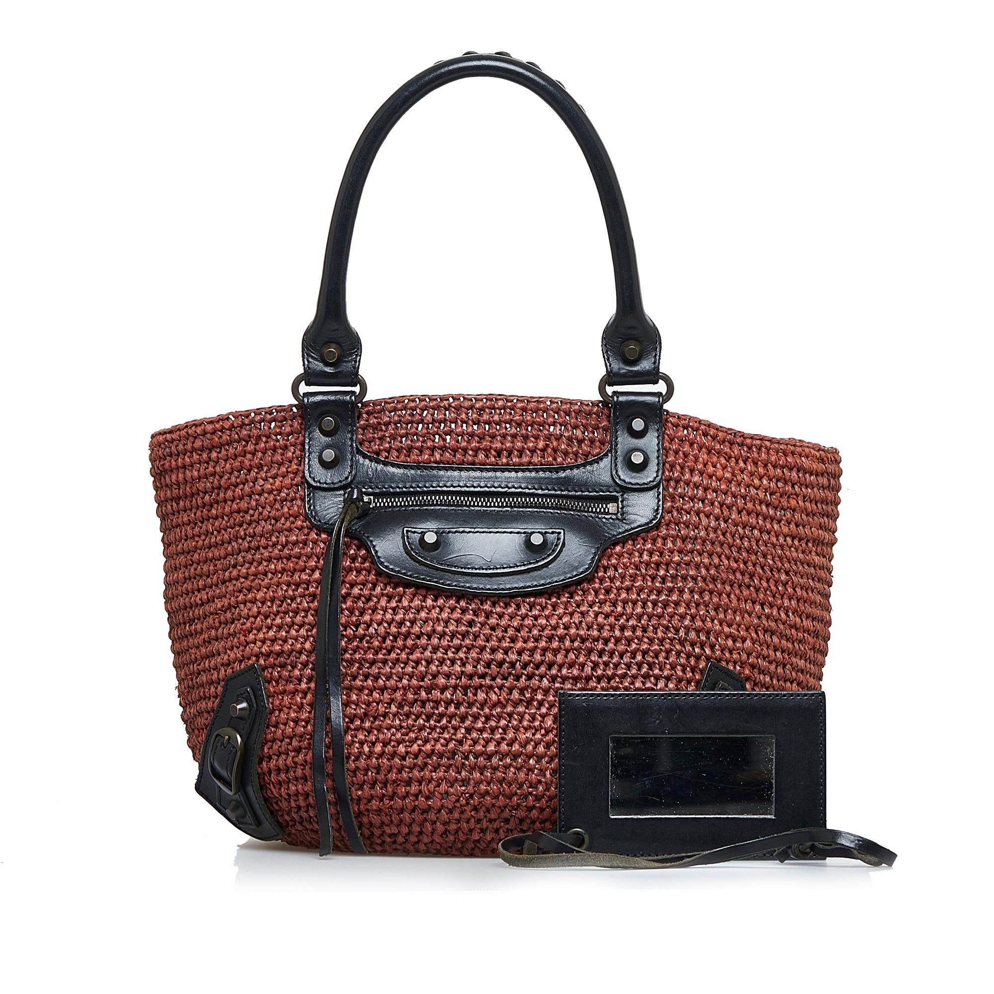 Balenciaga Motocross Classic Raffia Panier Tote (SHG-u1DpE5)