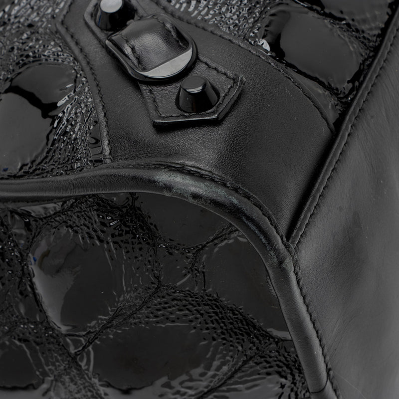 Balenciaga Patent Embossed Leather Classic City Satchel (SHF-RmwiHx)