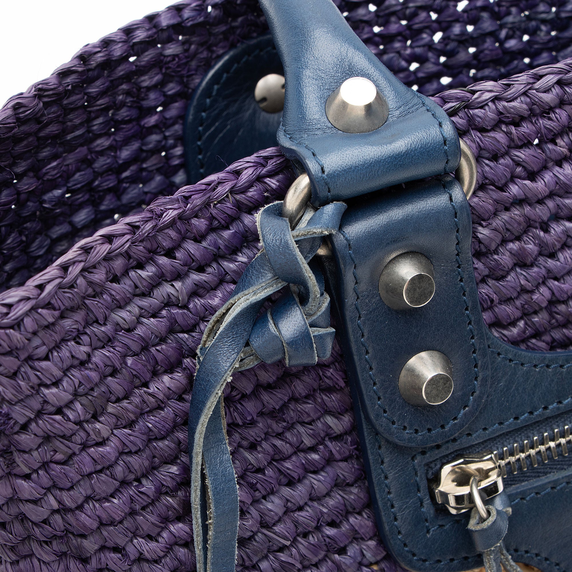 Balenciaga Raffia Striped Panier XS Tote