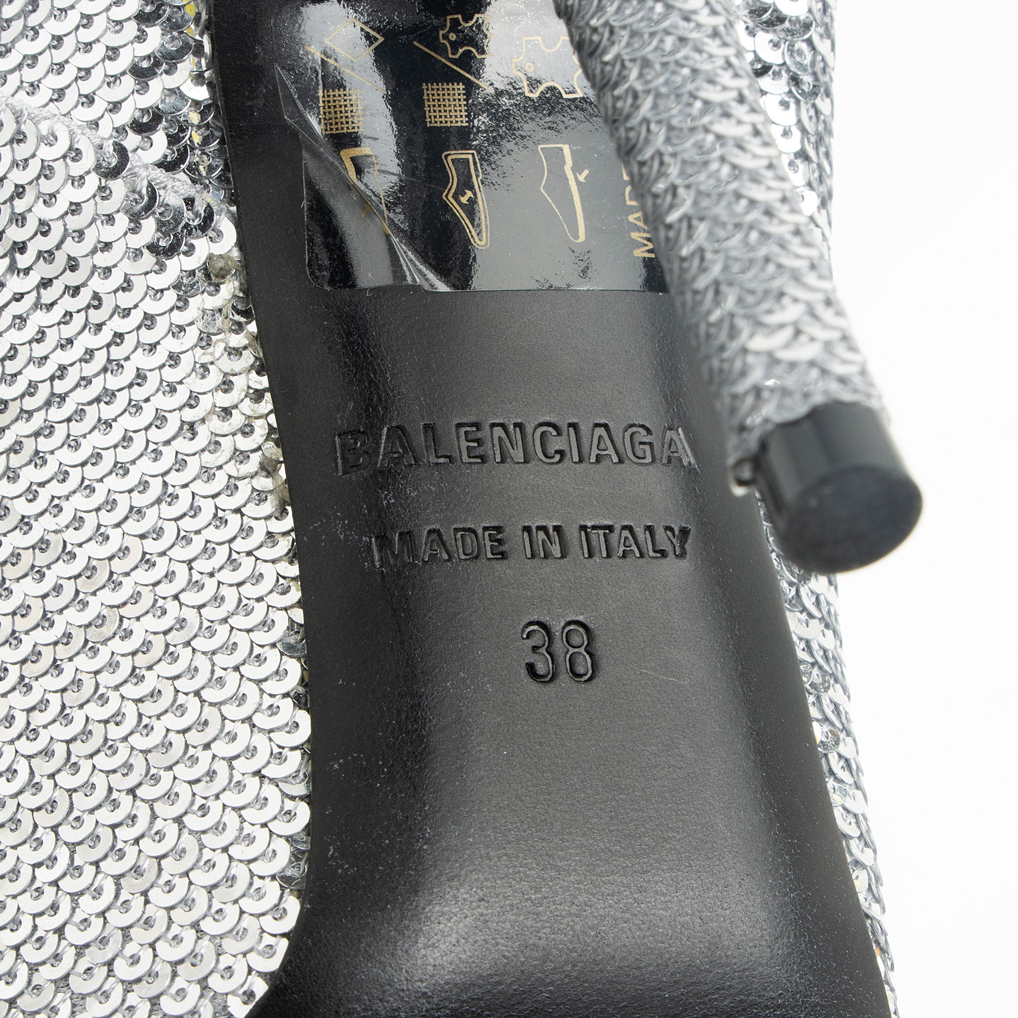 Balenciaga Sequin Logo Knife Thigh High Boots - Size 8 / 38