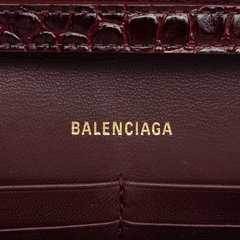 Balenciaga Shiny Croc Embossed Calfskin Hourglass Chain Bag (SHF-8zNGYk)