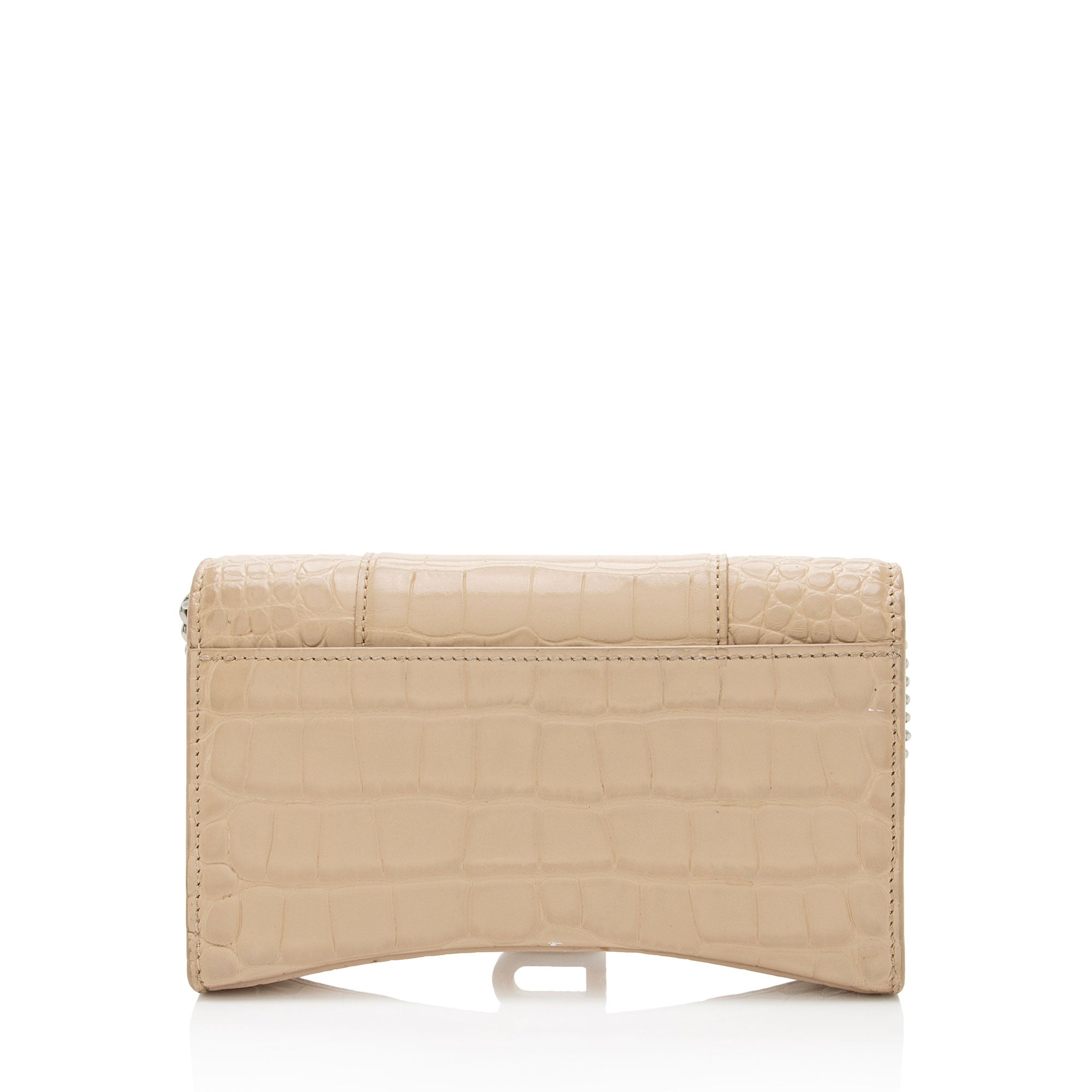 Balenciaga Shiny Croc Embossed Calfskin Hourglass Wallet on Chain