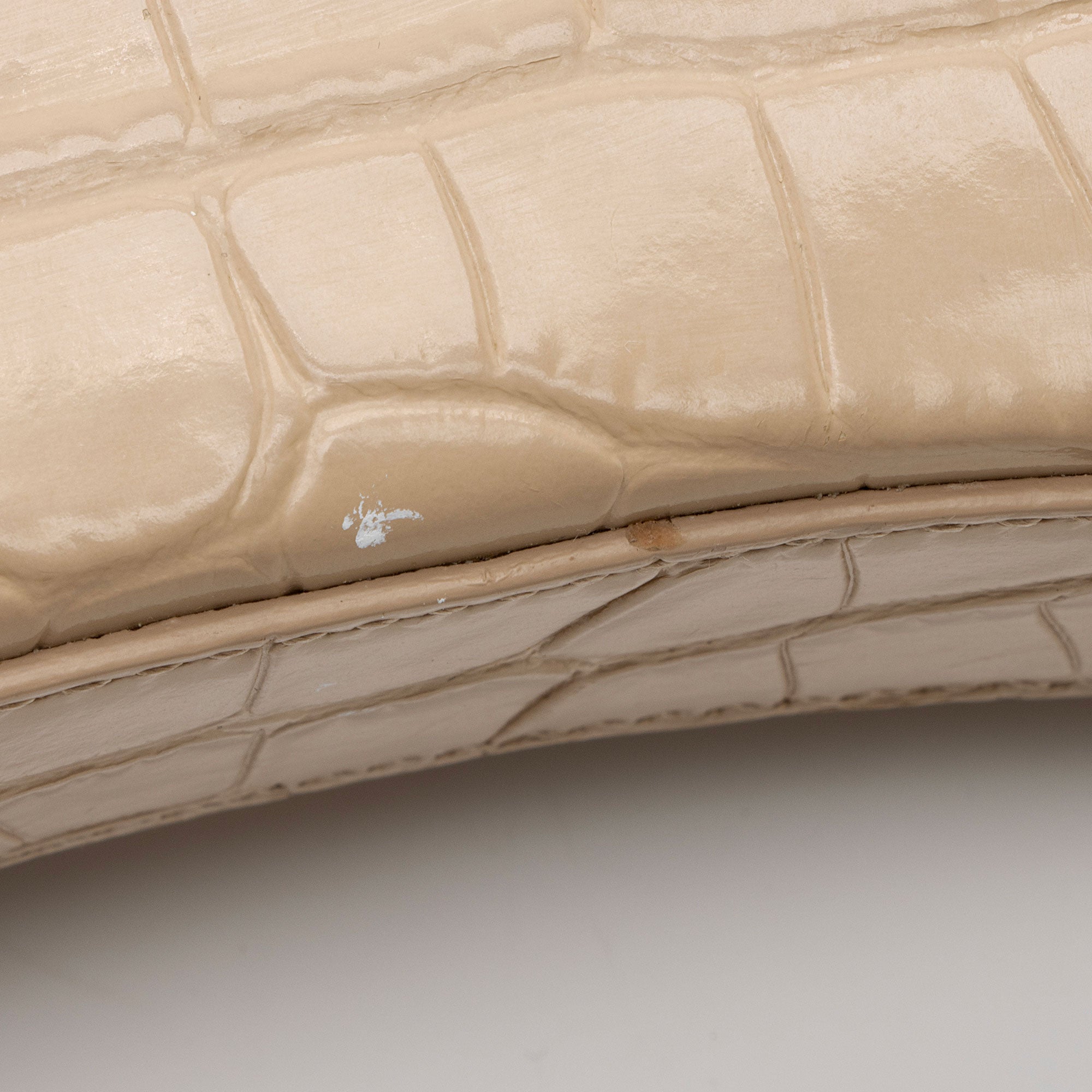 Balenciaga Shiny Croc Embossed Calfskin Hourglass Wallet on Chain