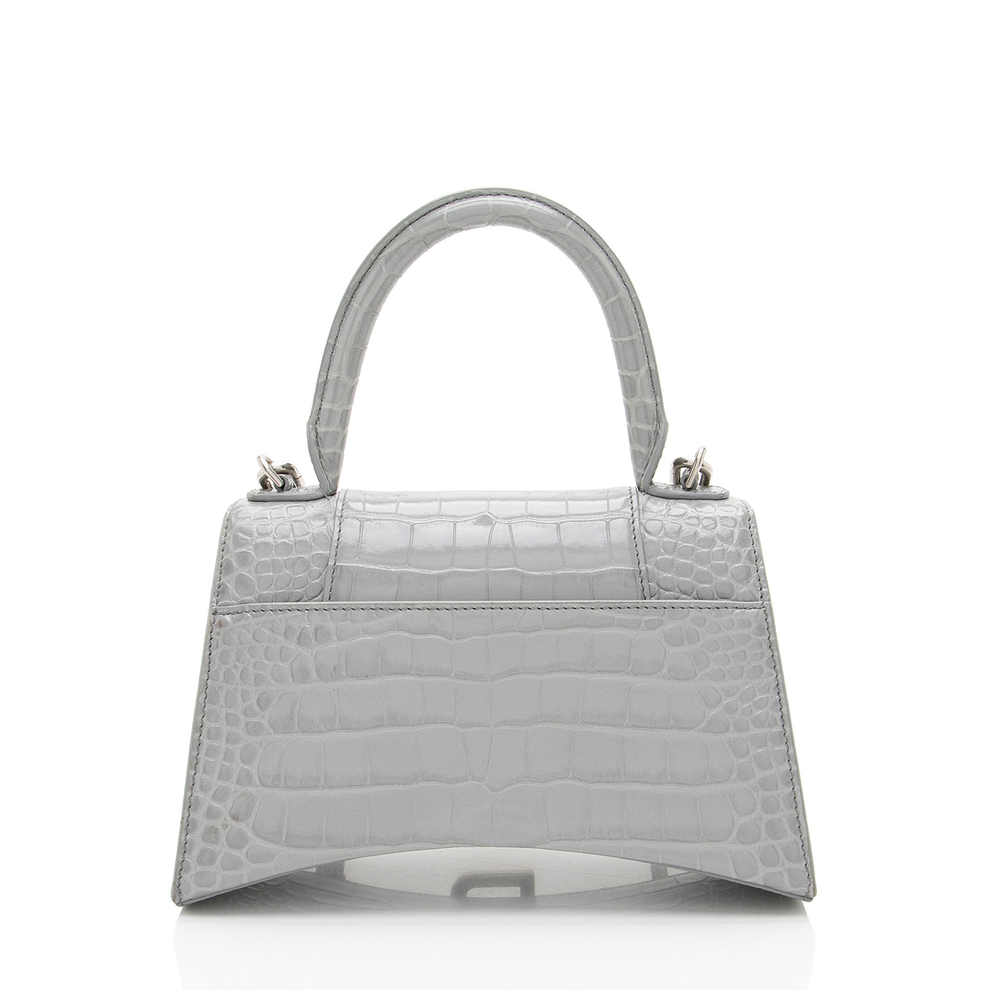 Balenciaga Shiny Croc Embossed Calfskin Hourglass Small Top Handle