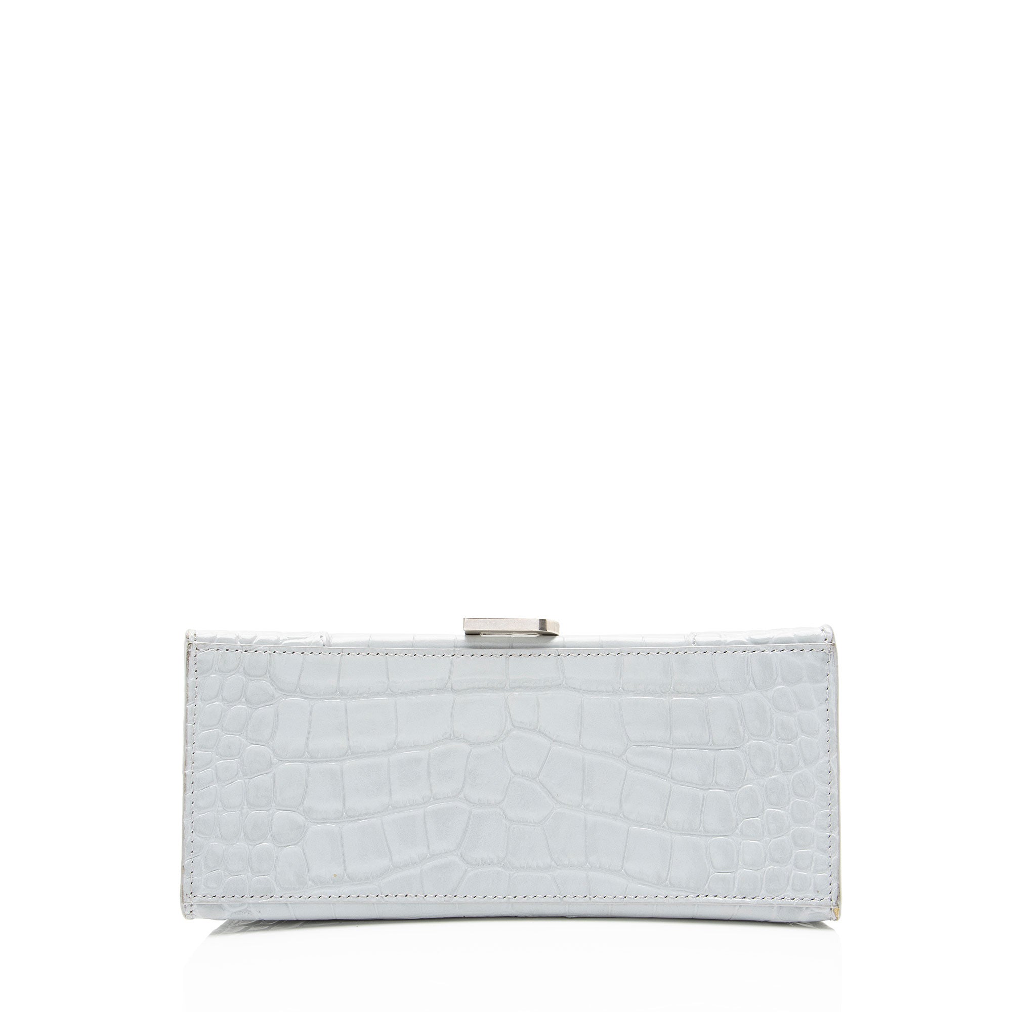 Balenciaga Shiny Croc Embossed Calfskin Hourglass Small Top Handle