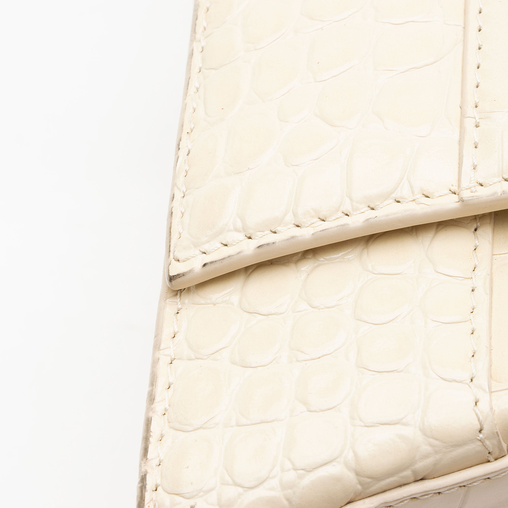 Balenciaga Shiny Croc Embossed Calfskin Hourglass Small Top Handle