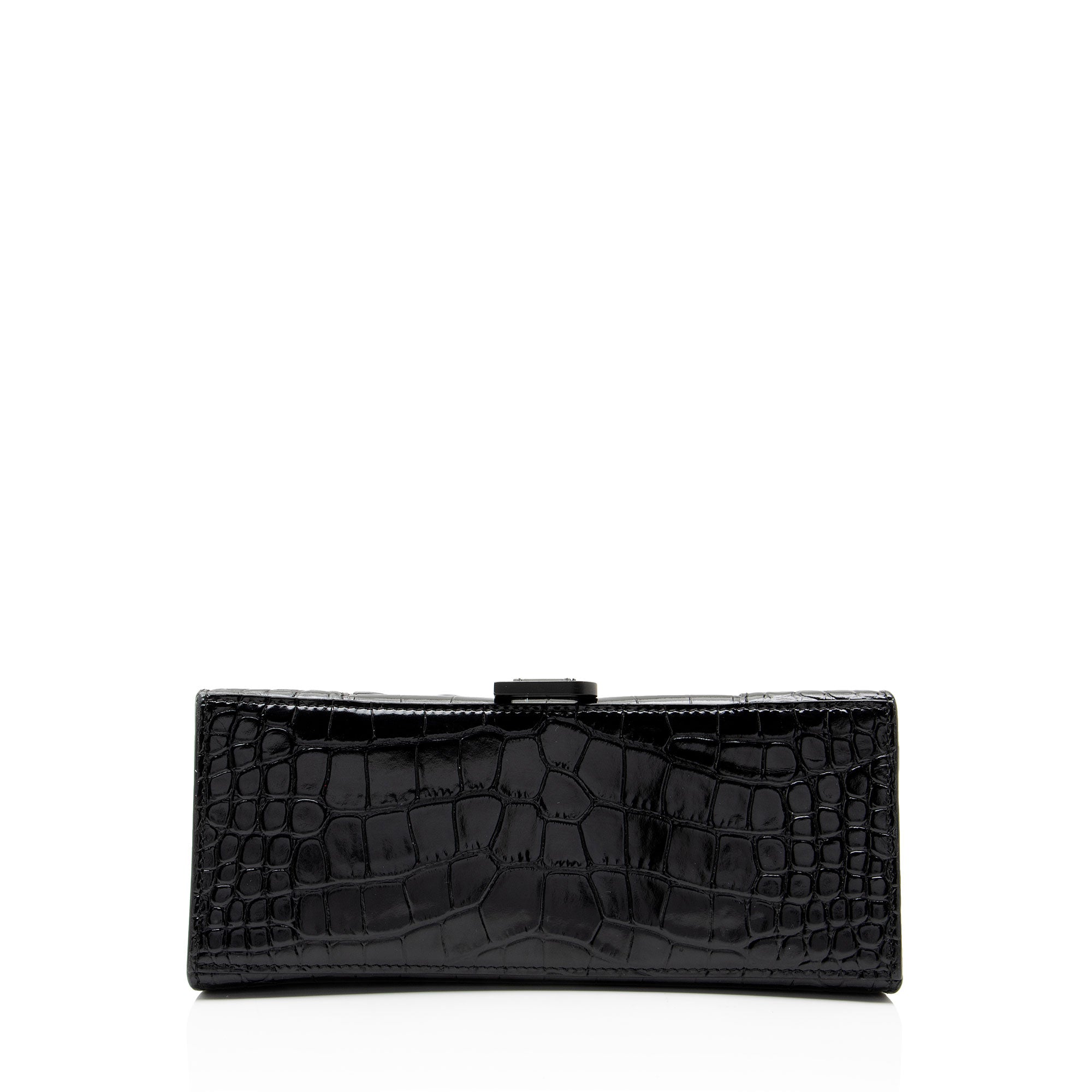 Balenciaga Shiny Croc Embossed Calfskin Hourglass Small Top Handle