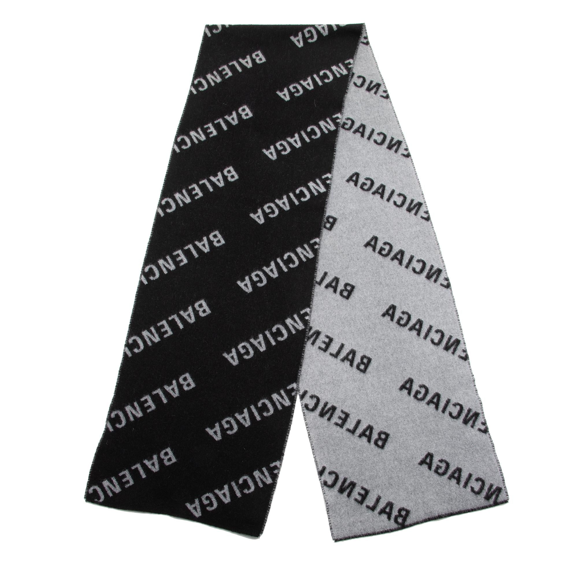 Balenciaga Wool Allover Logo Scarf (SHF-23945)