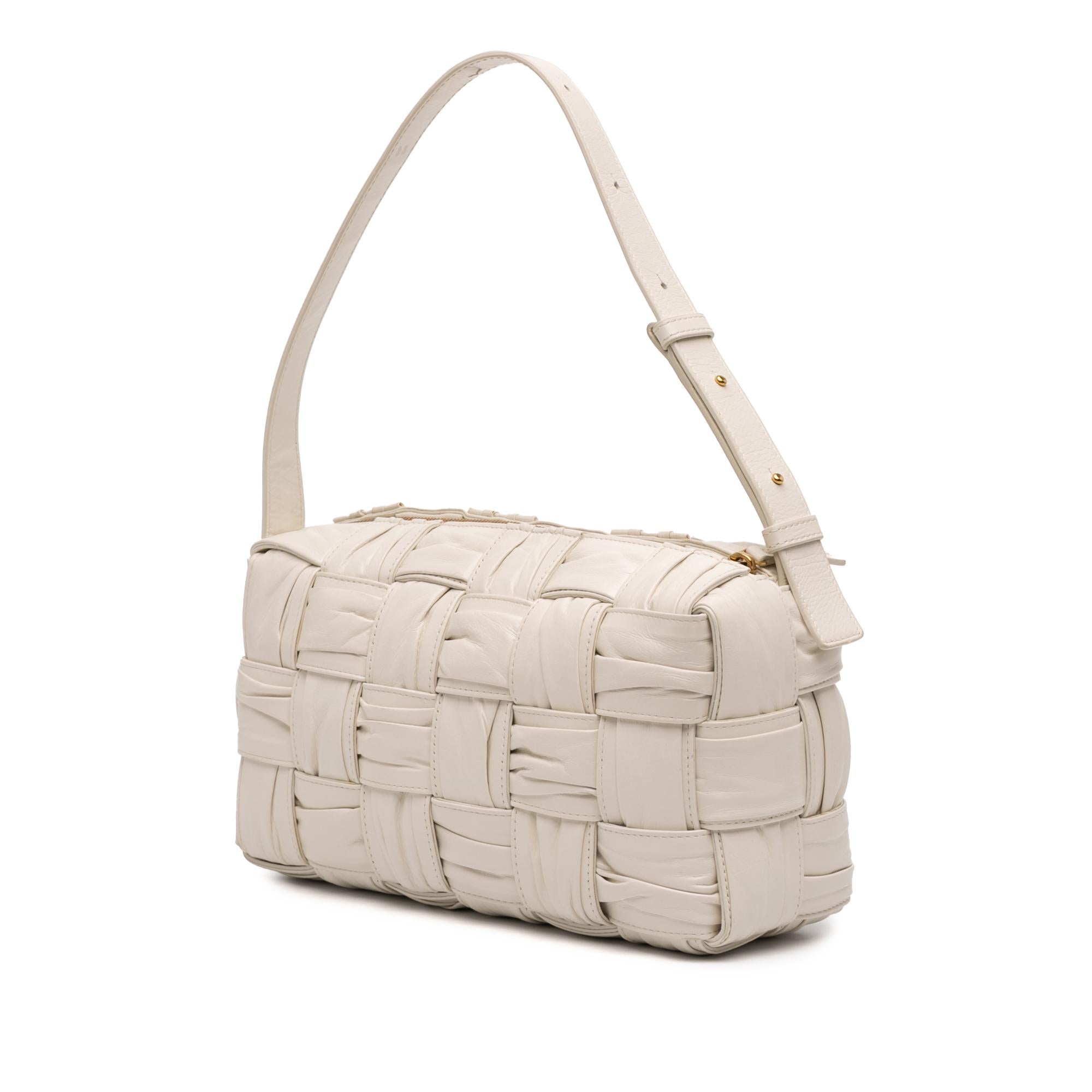 Bottega Veneta Calfskin Intreccio Plisse Cassette Shoulder Bag