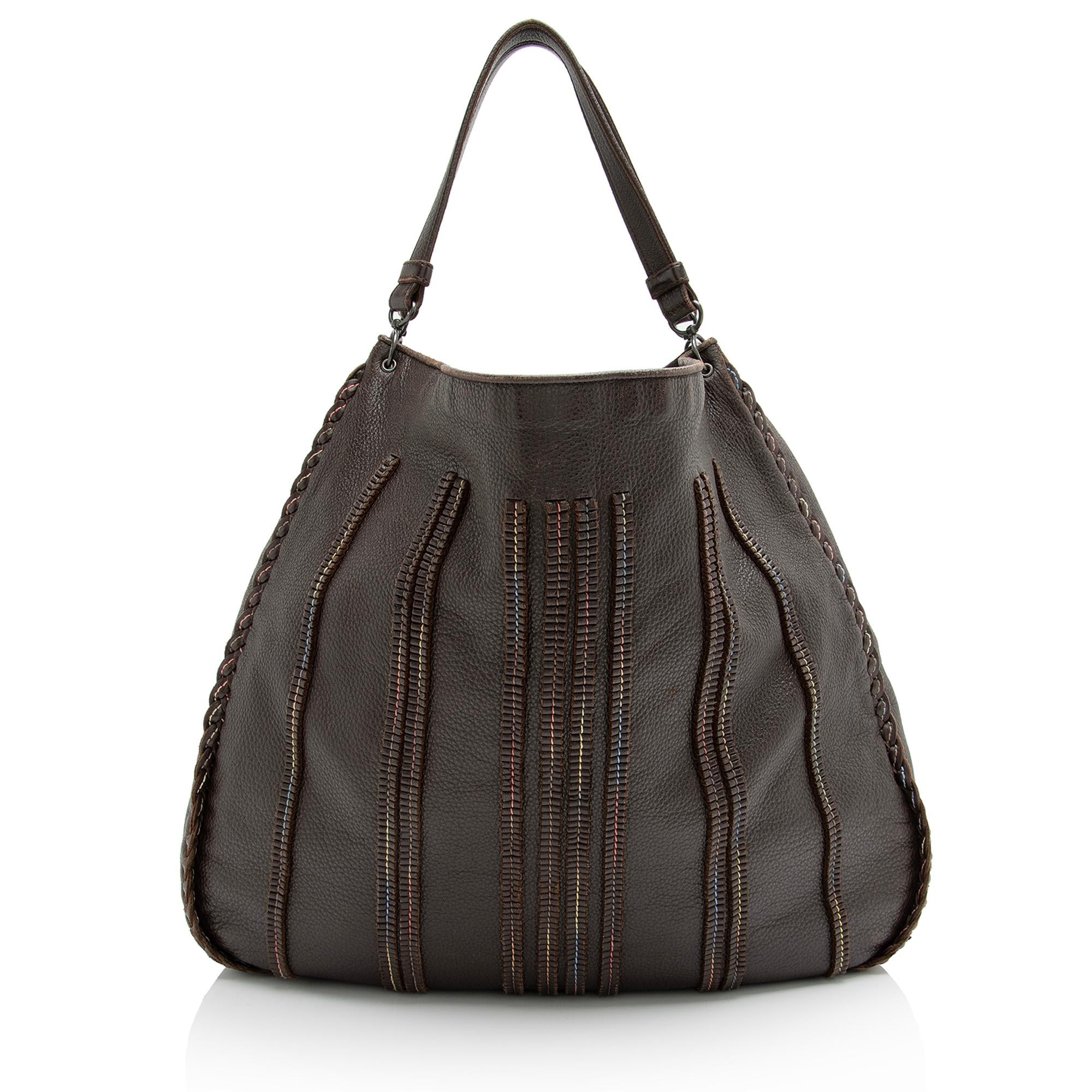 Bottega Veneta Cervo Leather Braided XL Hobo (SHF-23733)