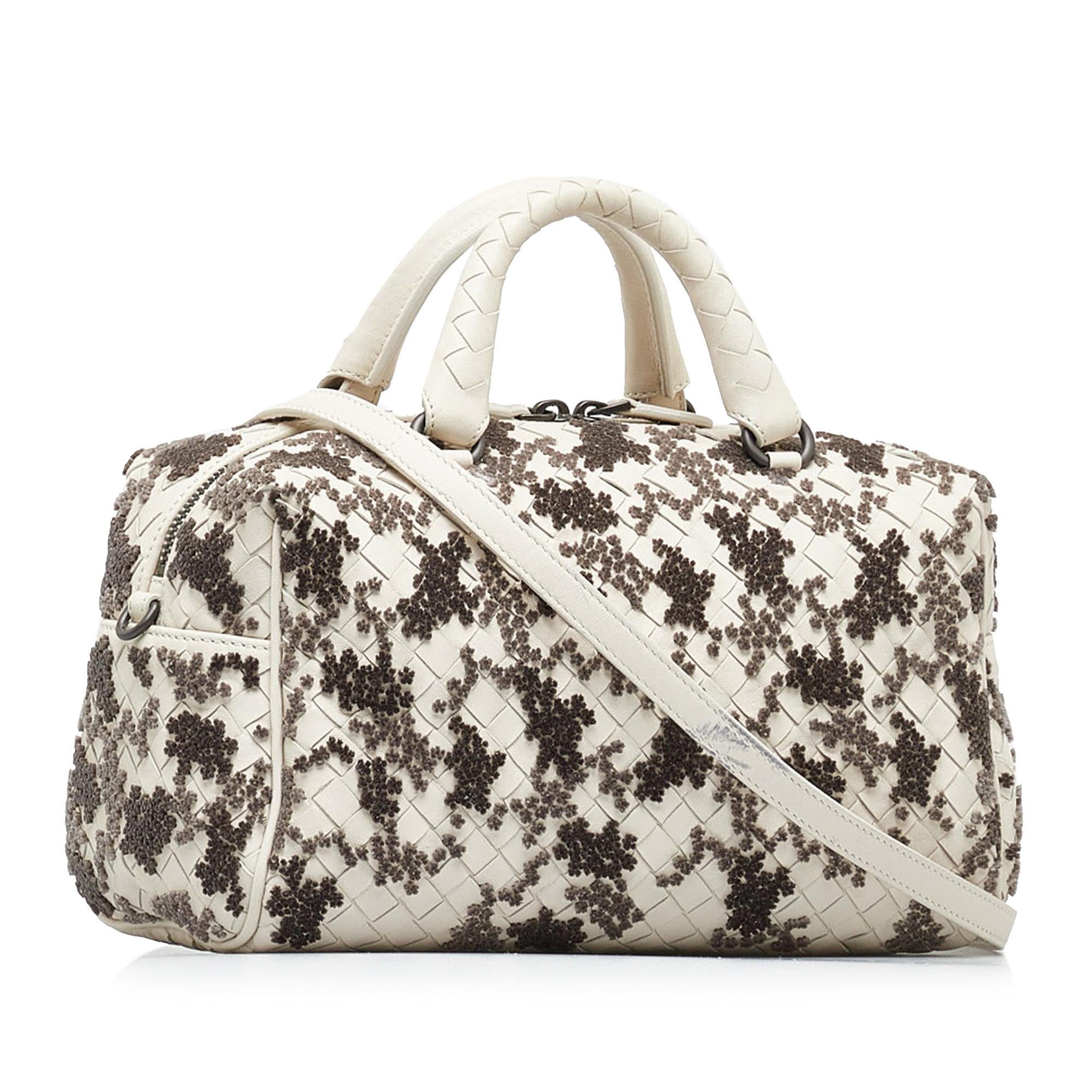 Bottega Veneta In Mist Intrecciato Flocked Velvet Bouquet Duffel Bag (SHG-xasGlj)