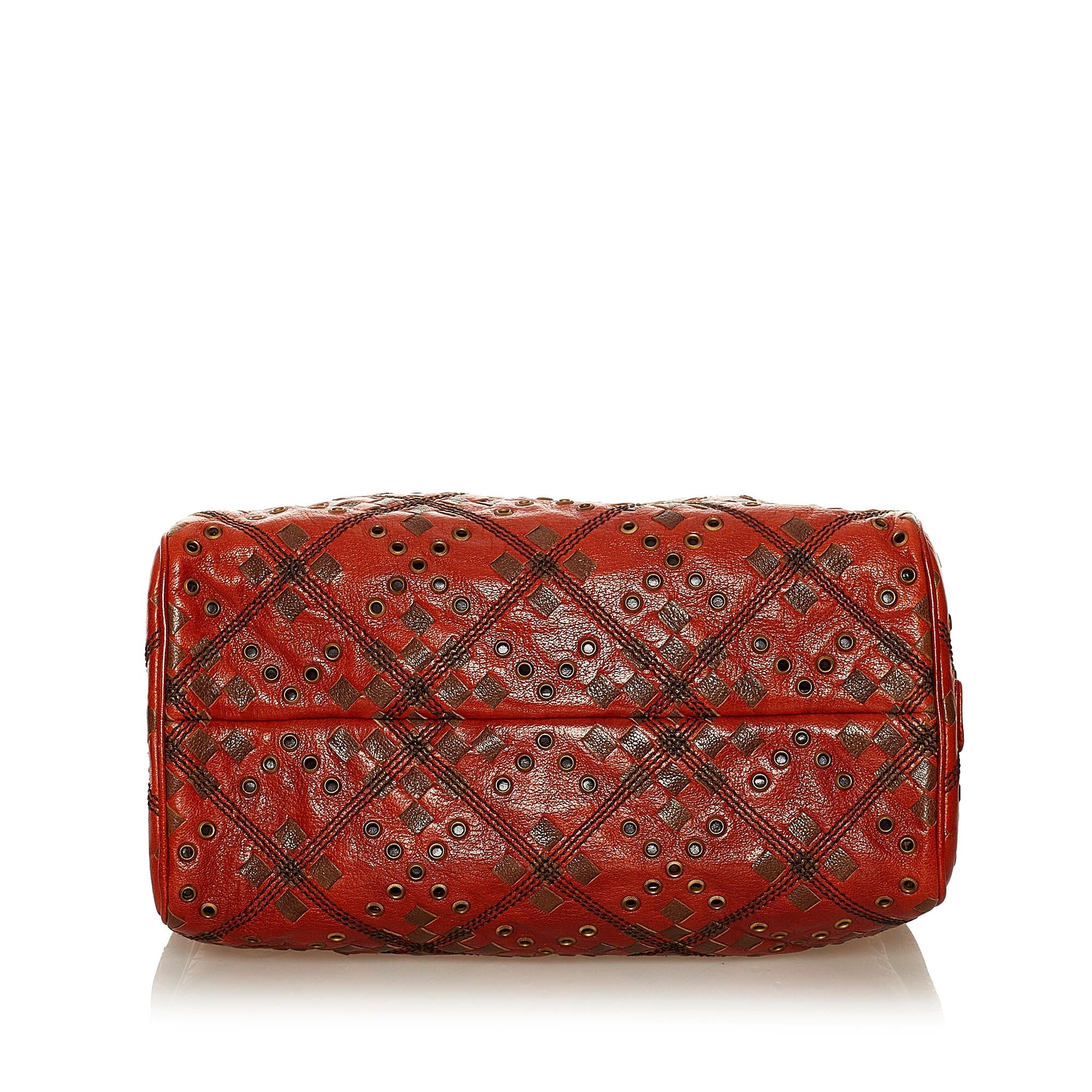 Bottega Veneta Intrecciato Grommet Leather Boston Bag (SHG-EVr6JH)