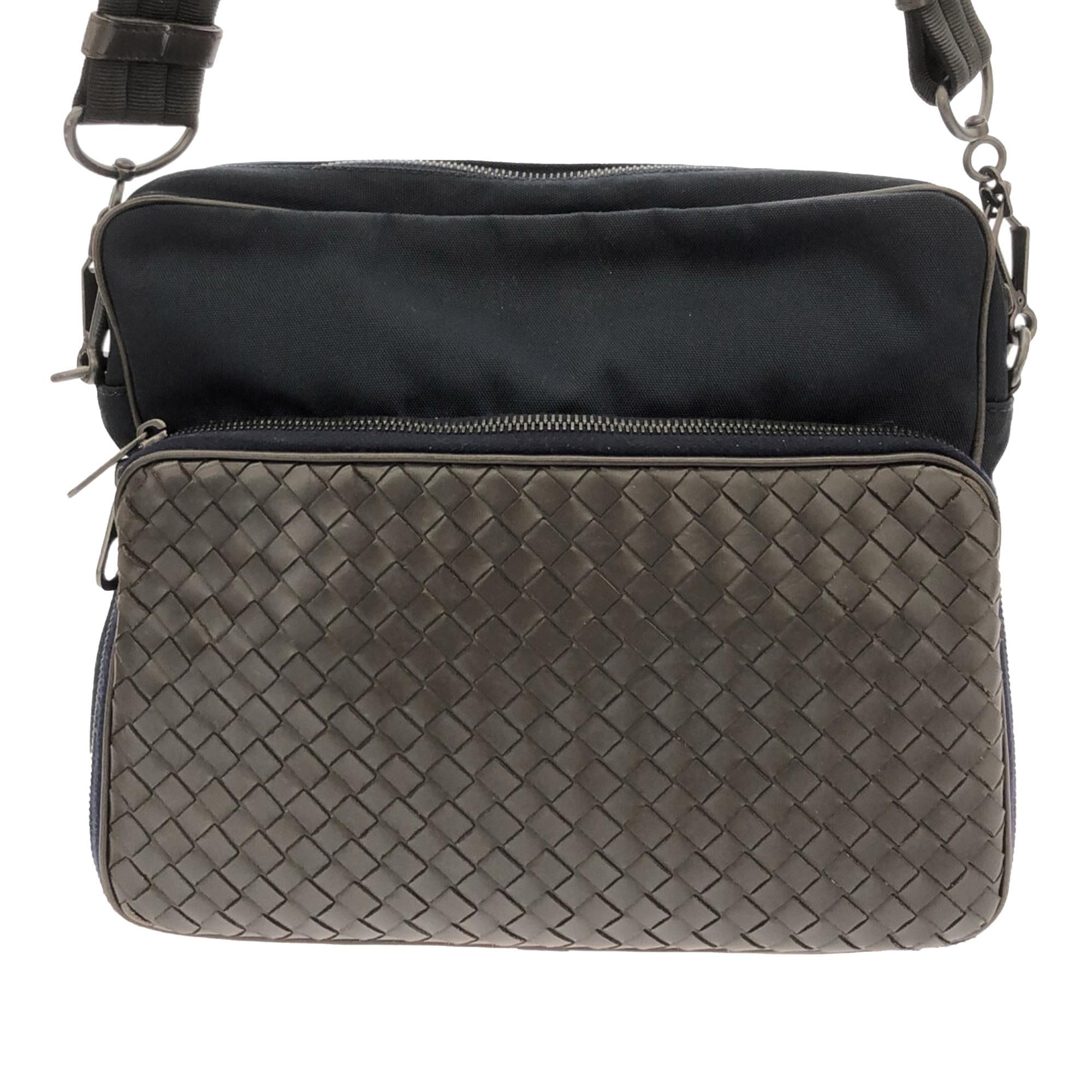 Bottega Veneta Intrecciato Leather and Canvas Crossbody