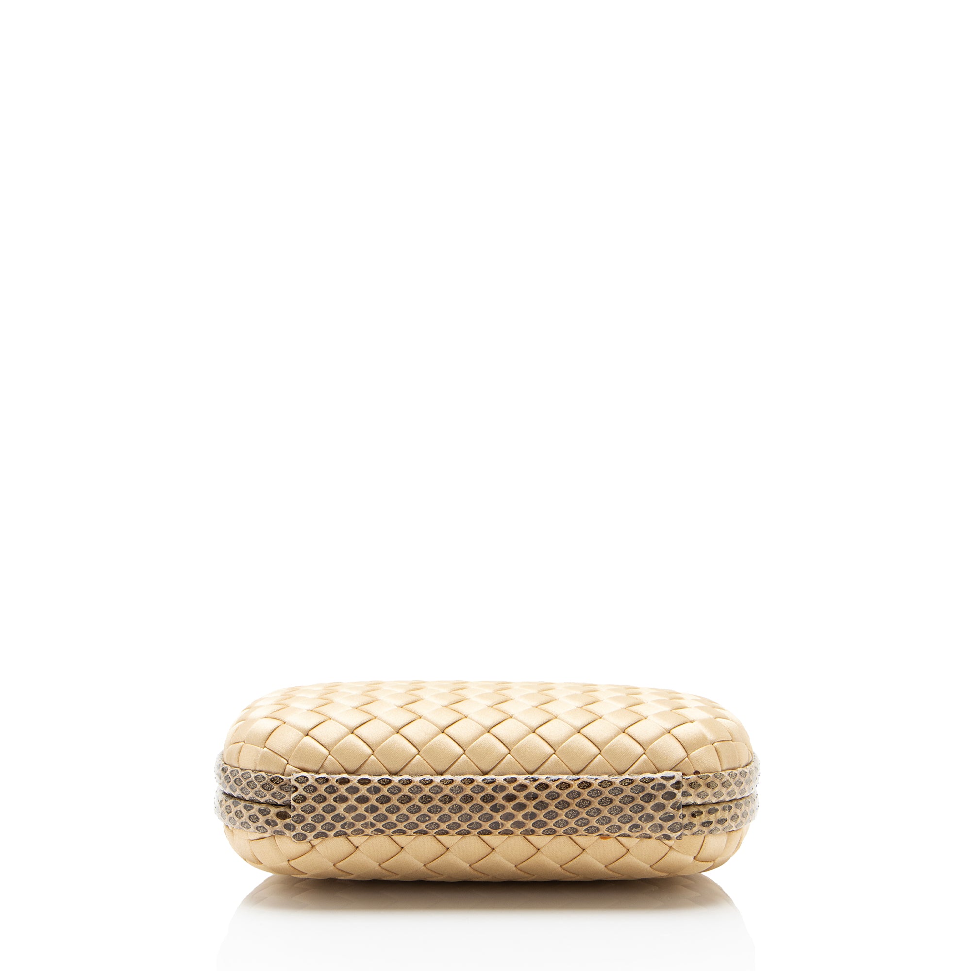 Bottega Veneta Intrecciato Satin Ayers Snakeskin Knot Clutch