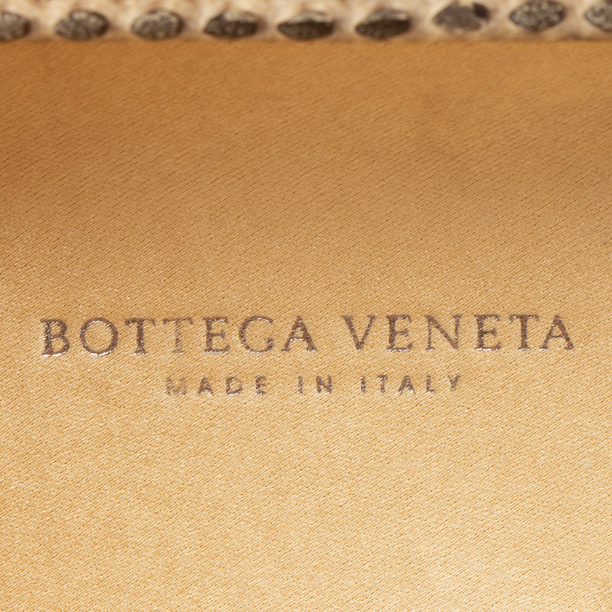Bottega Veneta Intrecciato Satin Ayers Snakeskin Knot Clutch