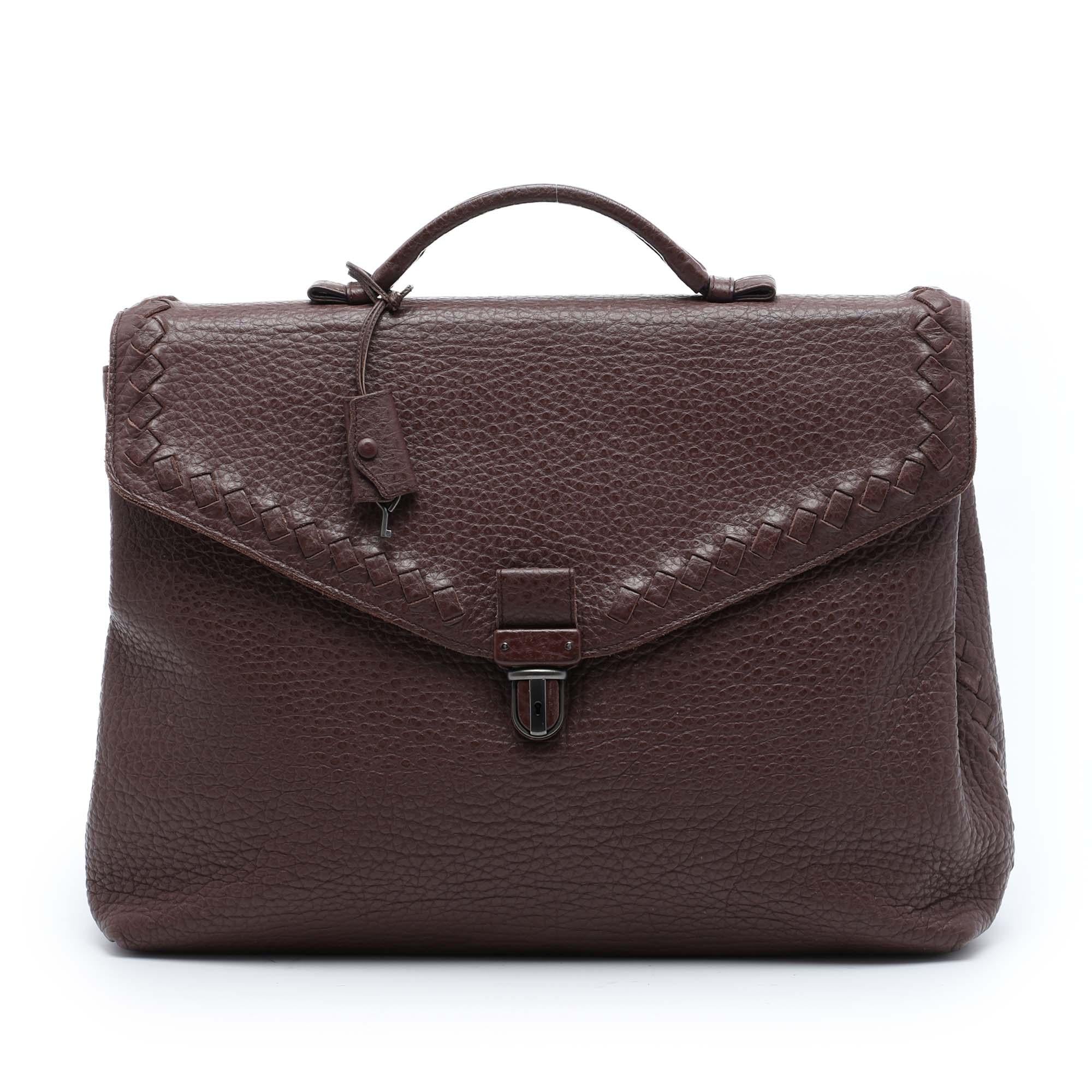 Bottega Veneta Intrecciato Trimmed Leather Business Bag