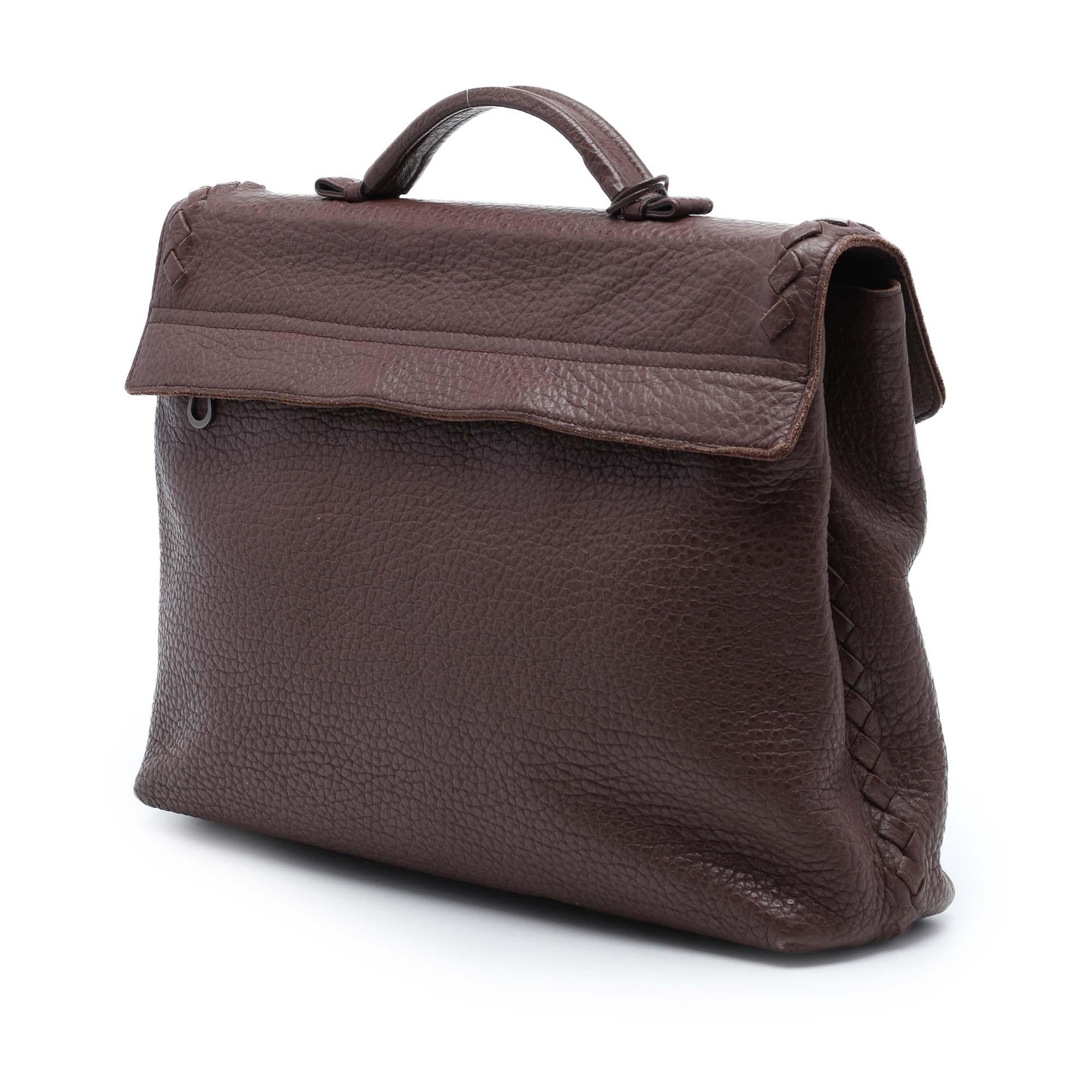 Bottega Veneta Intrecciato Trimmed Leather Business Bag