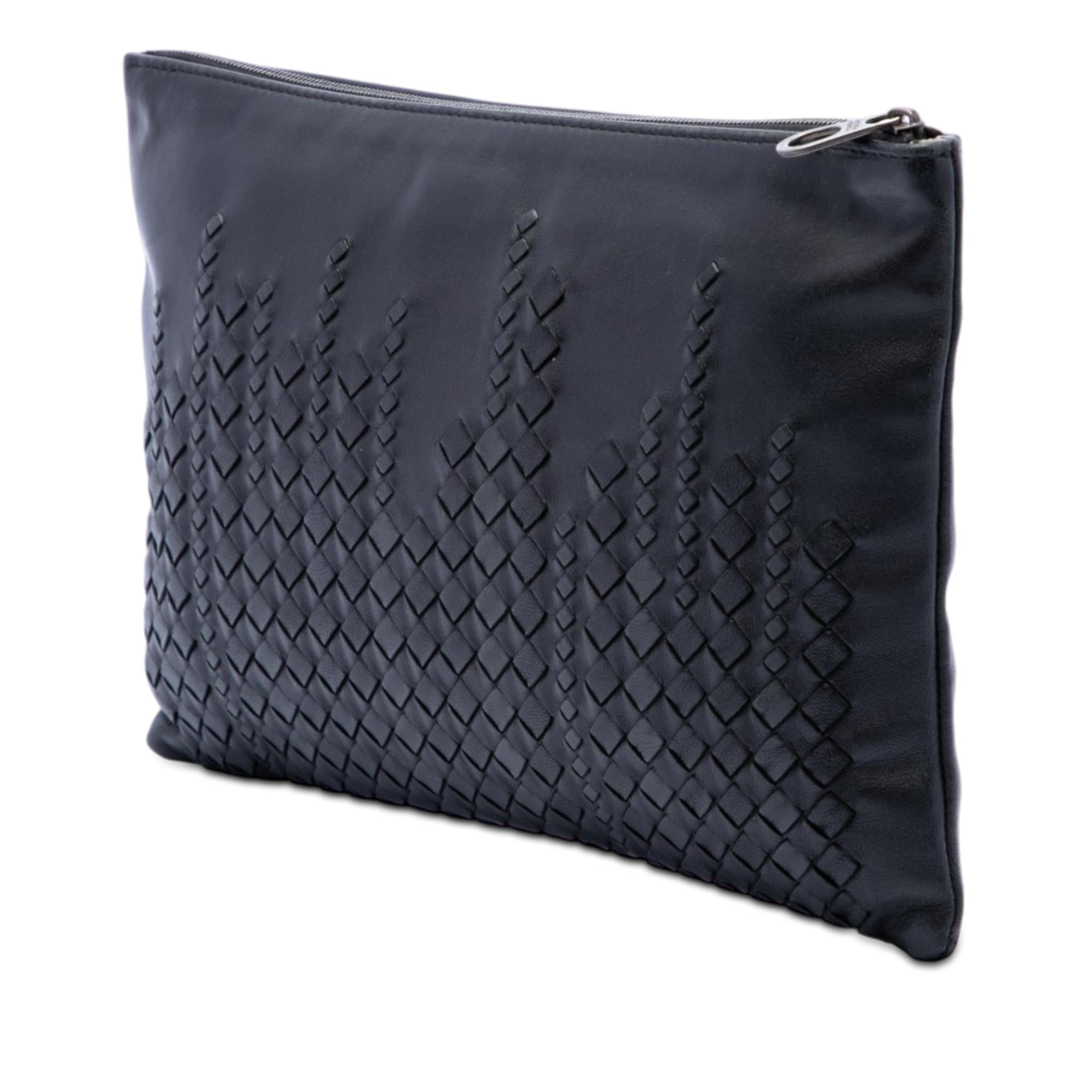 Bottega Veneta Intrecciato Trimmed Leather Clutch