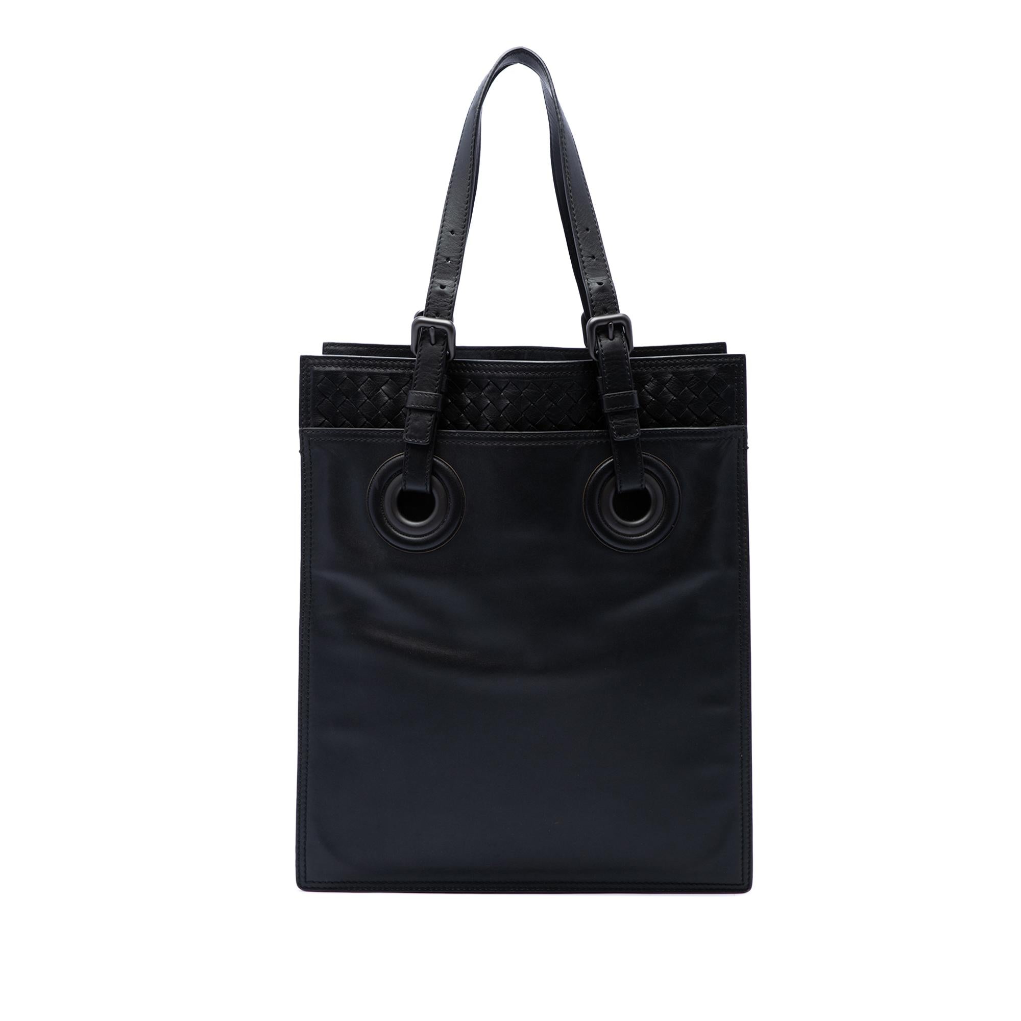 Bottega Veneta Intrecciato Trimmed Leather Oculus Tote