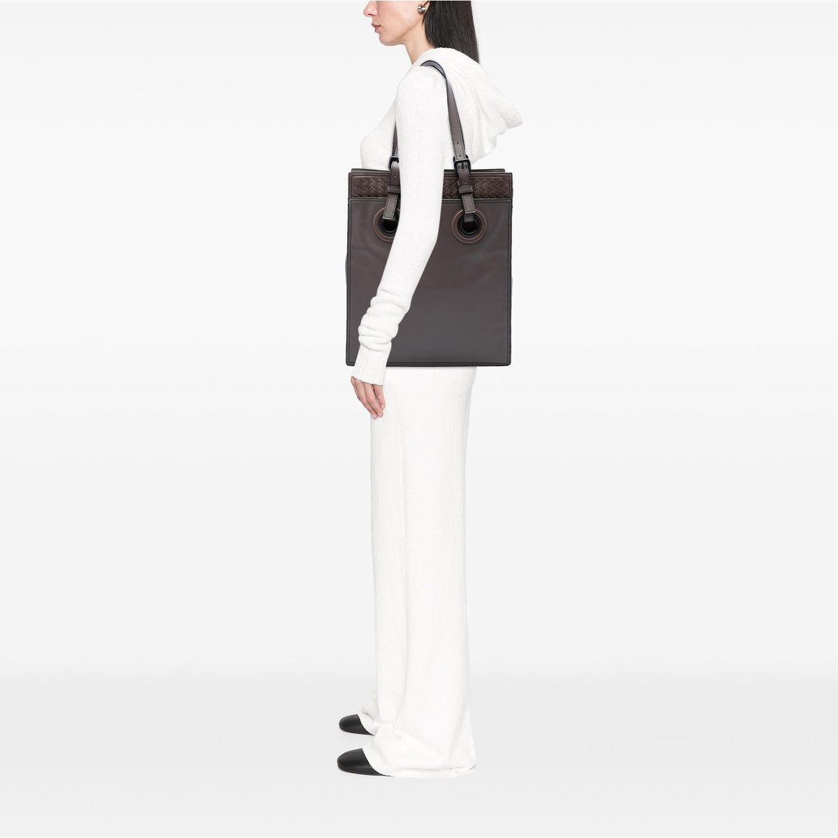 Bottega Veneta Intrecciato Trimmed Leather Oculus Tote